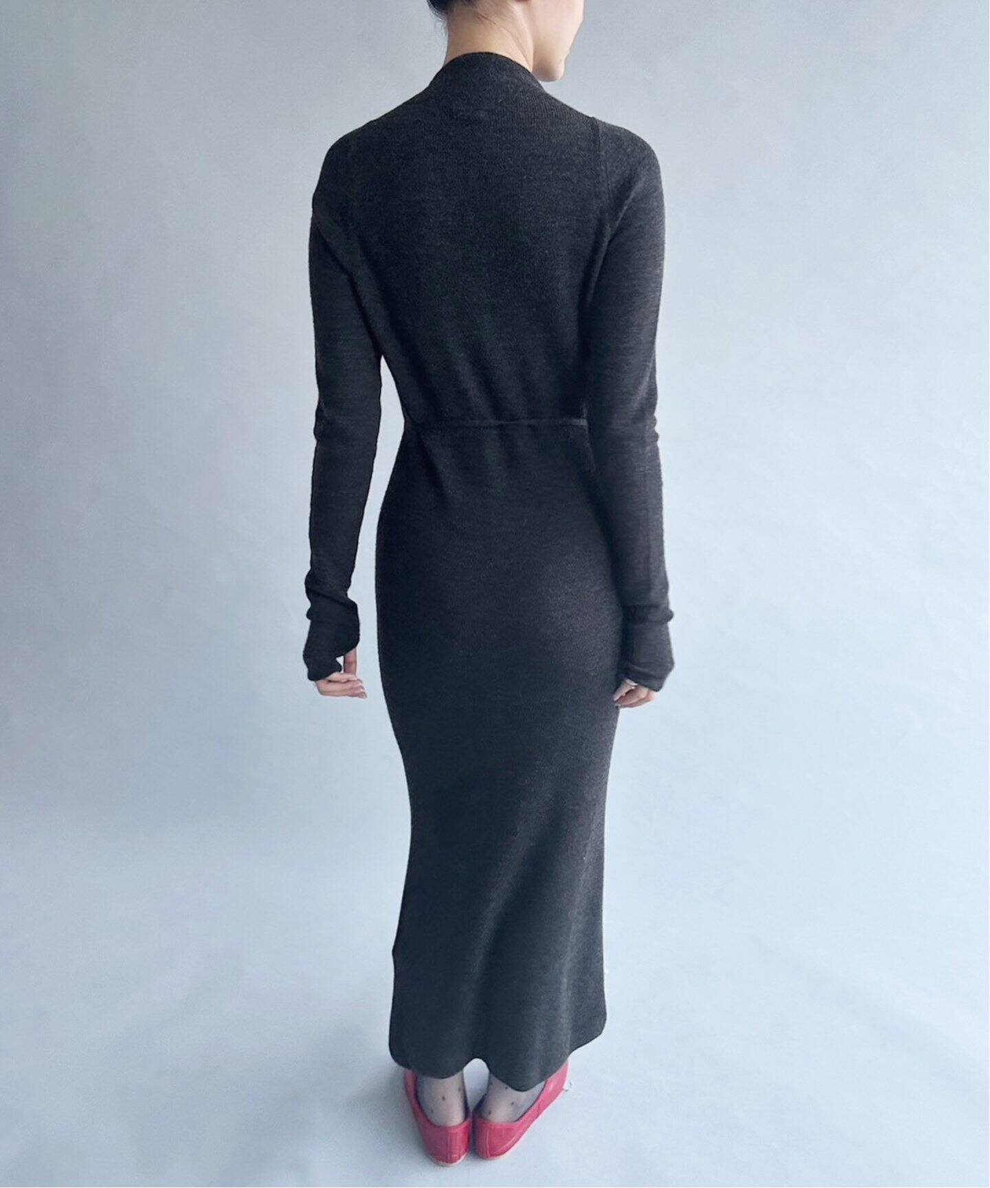 美品 EDIT.FOR LULU シアー 長袖 ワンピース モヘア ダークグレー 美品 EDIT.FOR LULU シアー 長袖 ワンピース モヘア ダークグレー