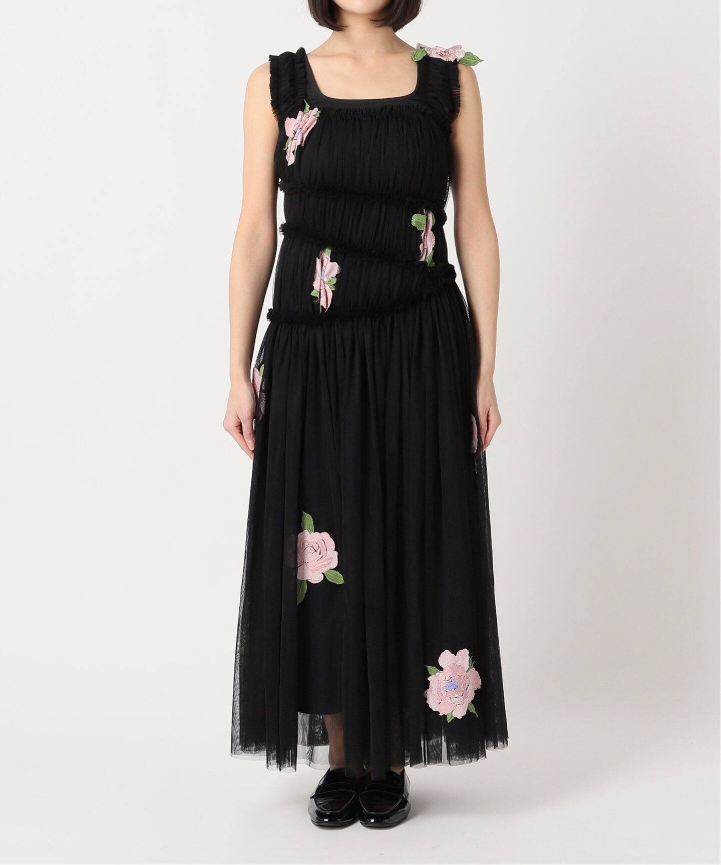 CAROLINE HU/キャロライン フウ】RUCHED TULLE DRESS（ワンピース 
