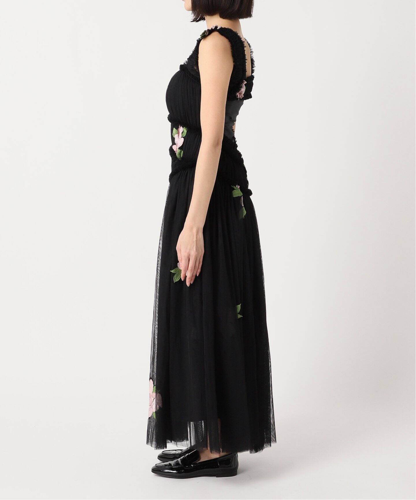 CAROLINE HU/キャロライン フウ】RUCHED TULLE DRESS（ワンピース 