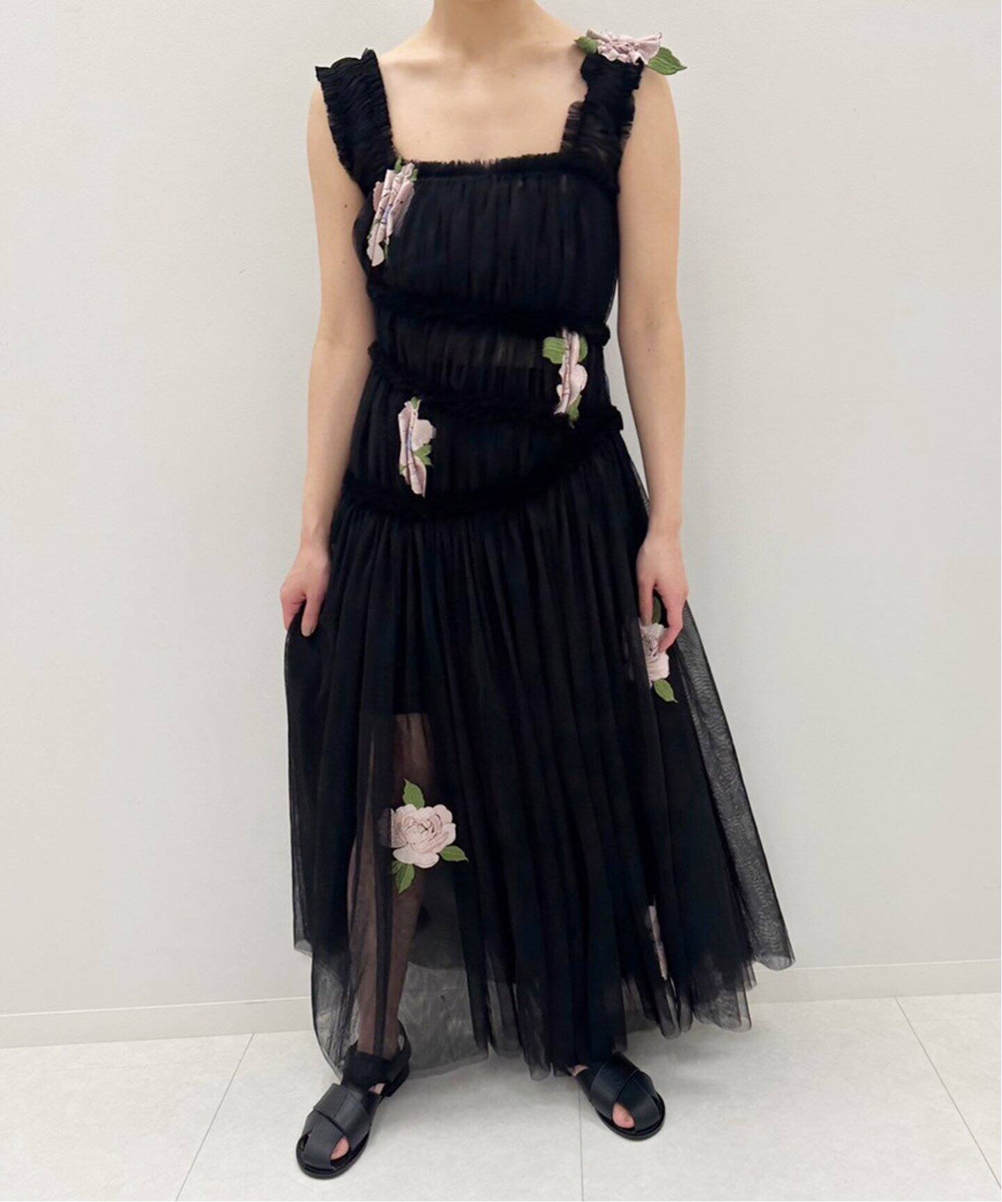 CAROLINE HU/キャロライン フウ】RUCHED TULLE DRESS（ワンピース 