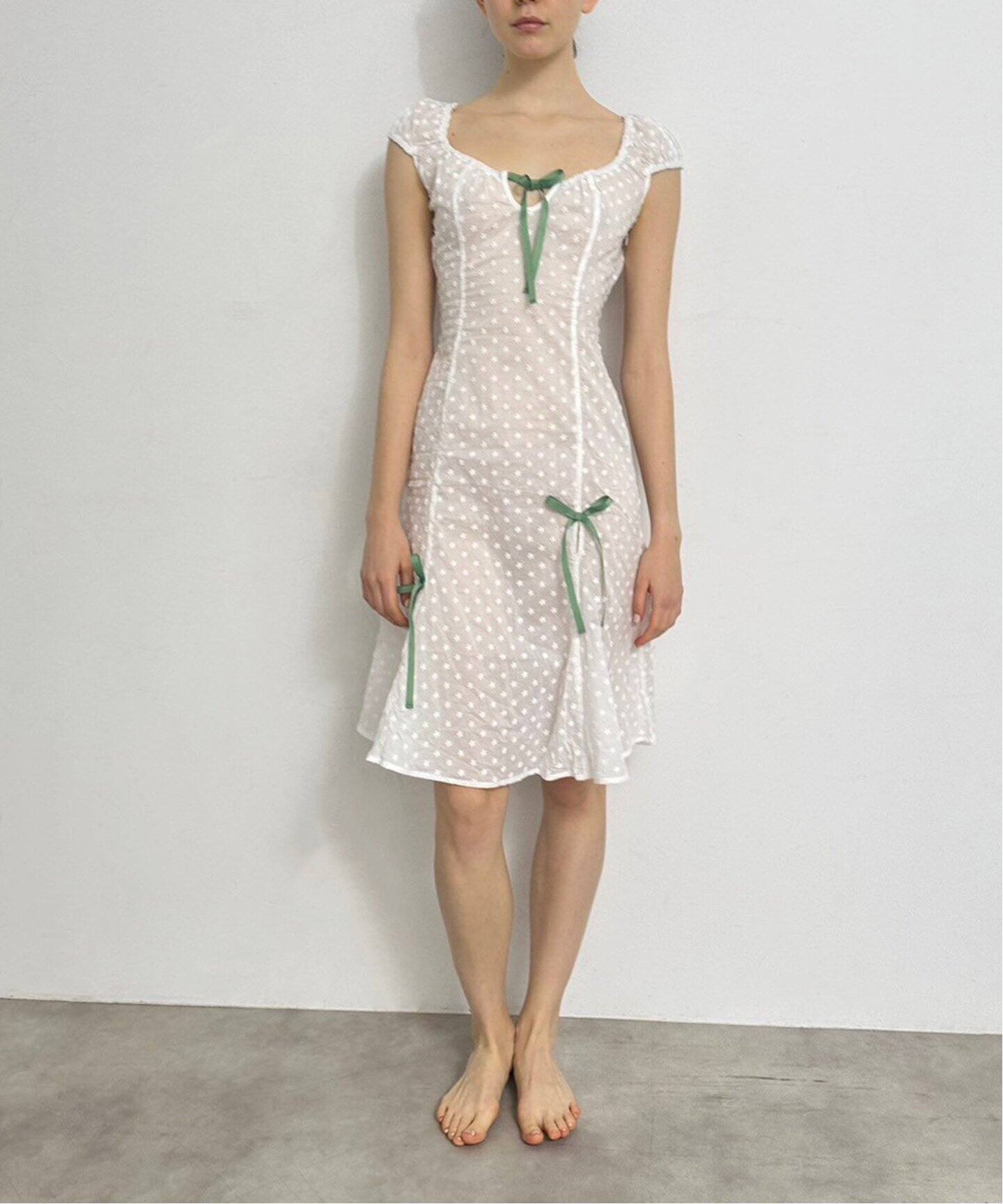 YUHAN WANG/ユハン ワン】embroidered cotton dress（ワンピース 