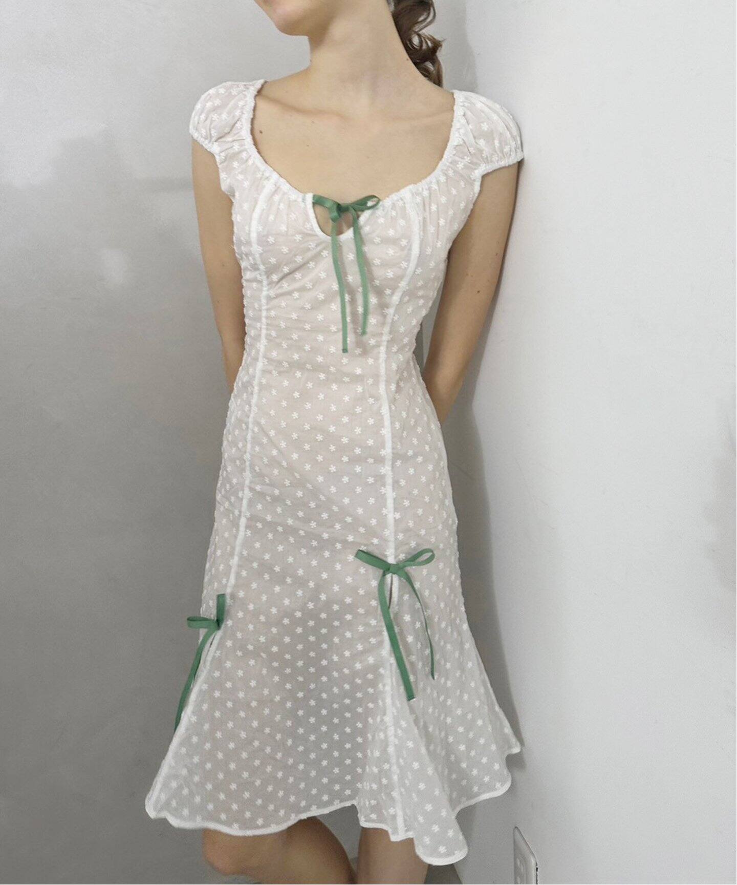 YUHAN WANG/ユハン ワン】embroidered cotton dress（ワンピース 