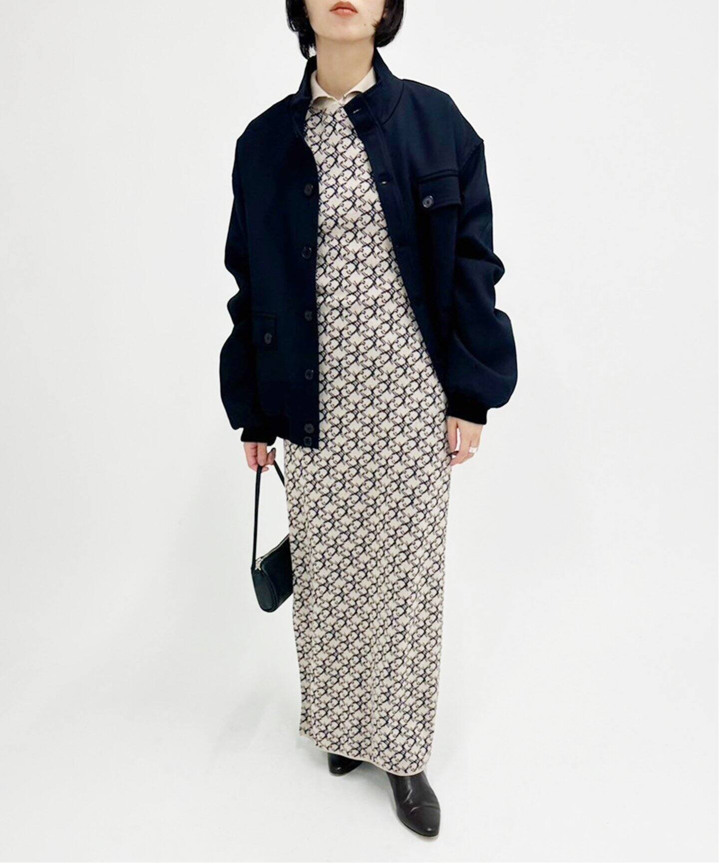 Create Clair / クリエイト クレイル】Long slit knit dress 