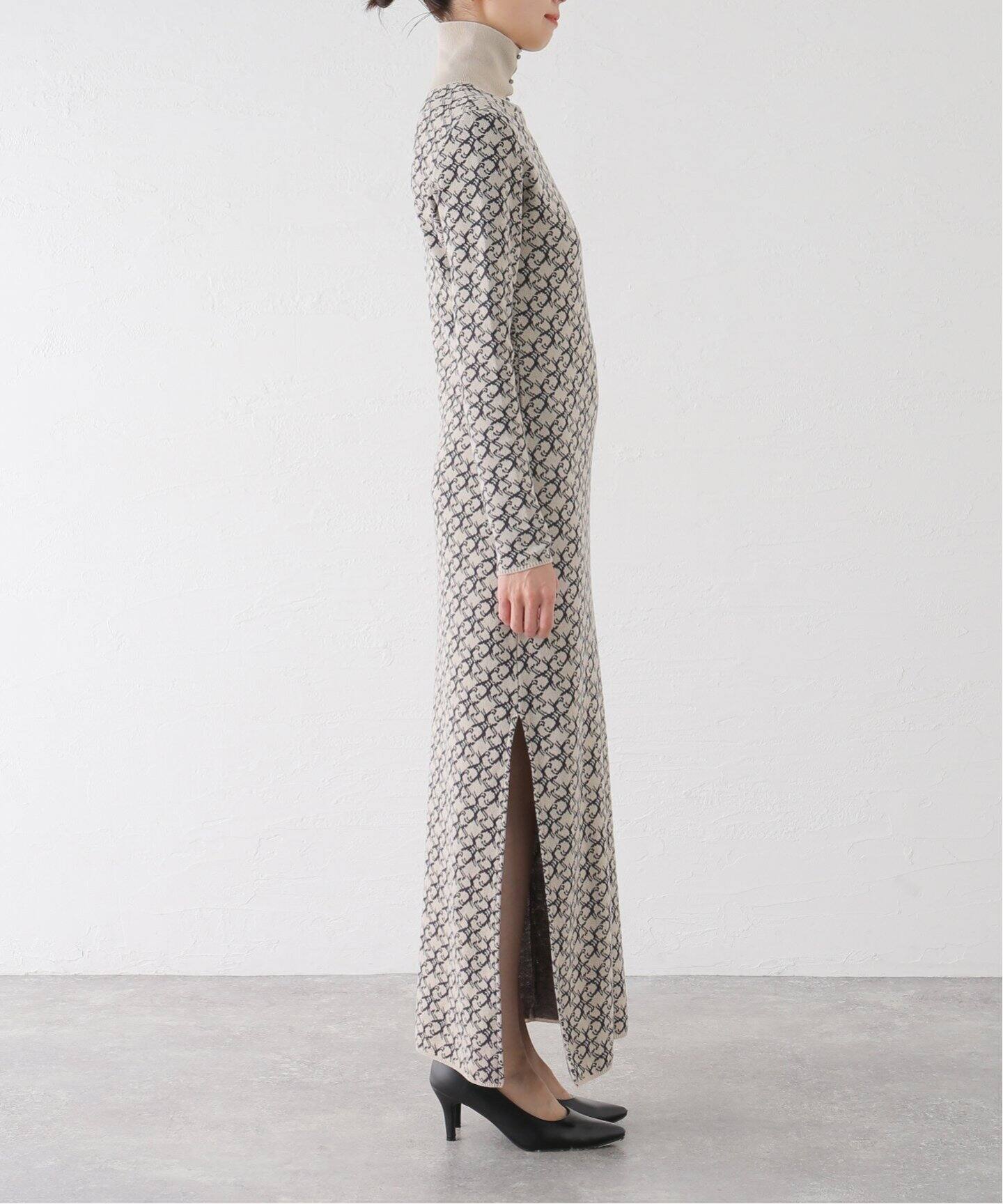 Create Clair / クリエイト クレイル】Long slit knit dress  