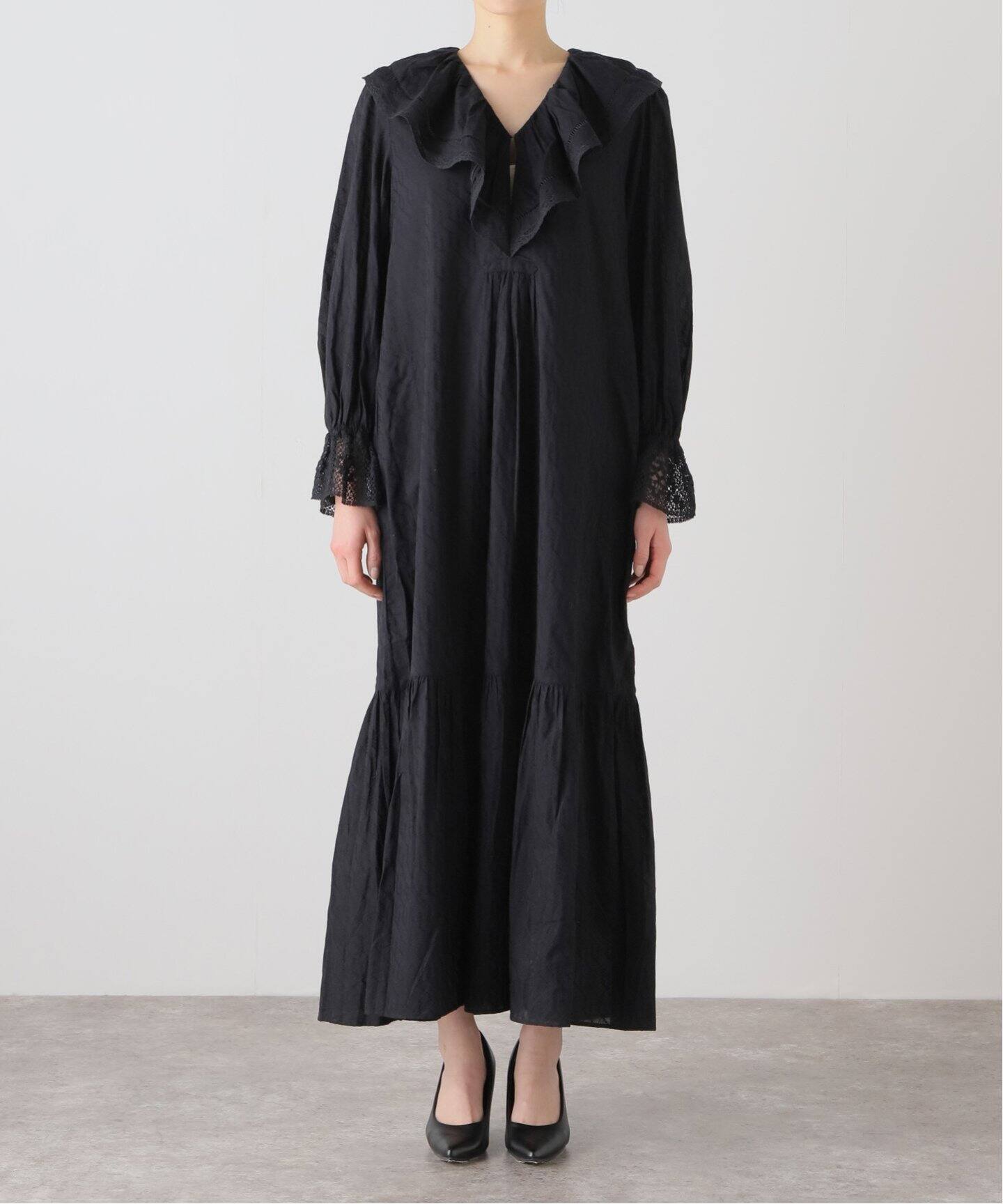 ヌキテパ ワンピース コットンドビーストライプフラワープリントドレス  