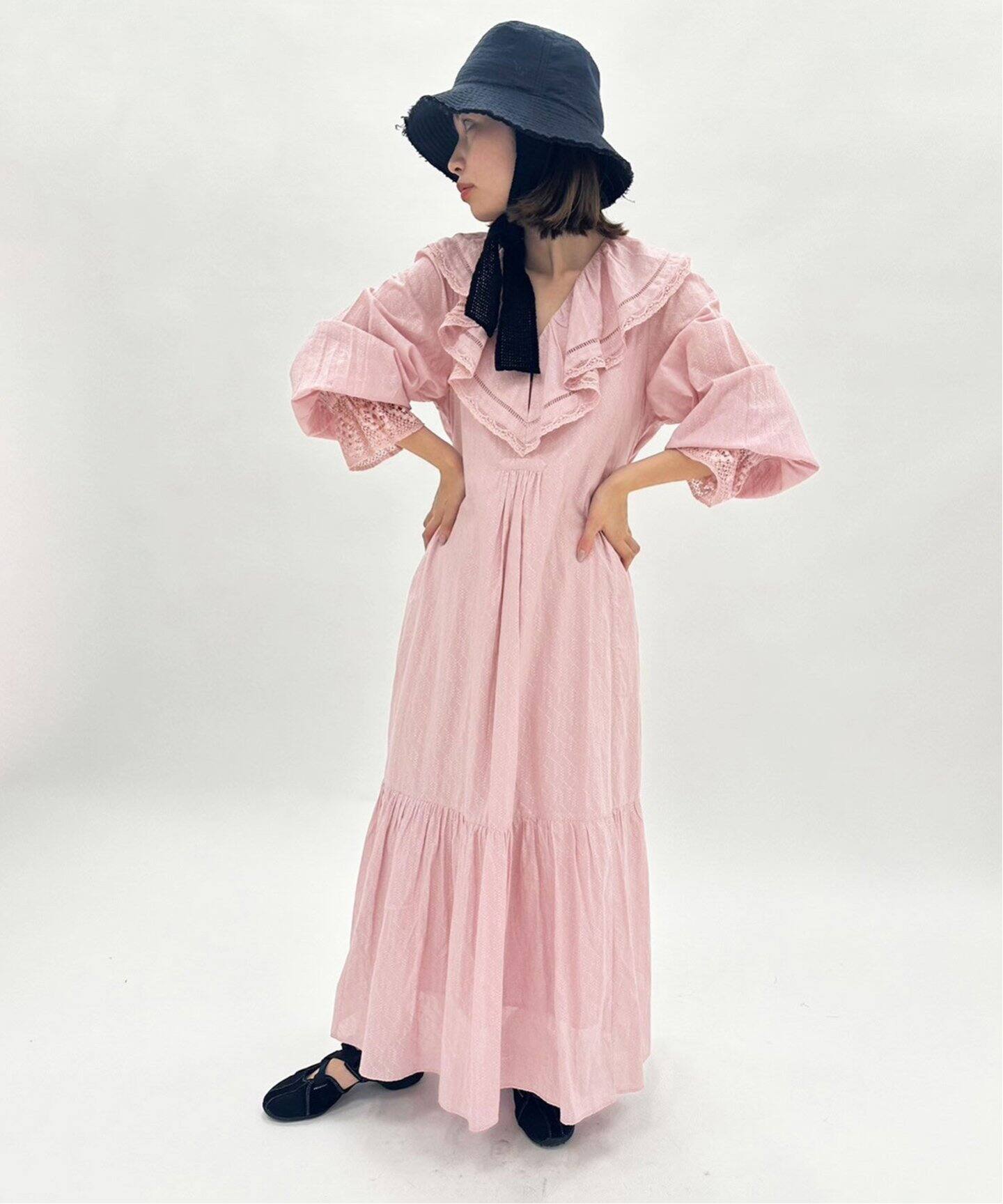 ne Quittez pas / ヌキテパ】COTTON DOBBY FRILL COLLAR（ワンピース  