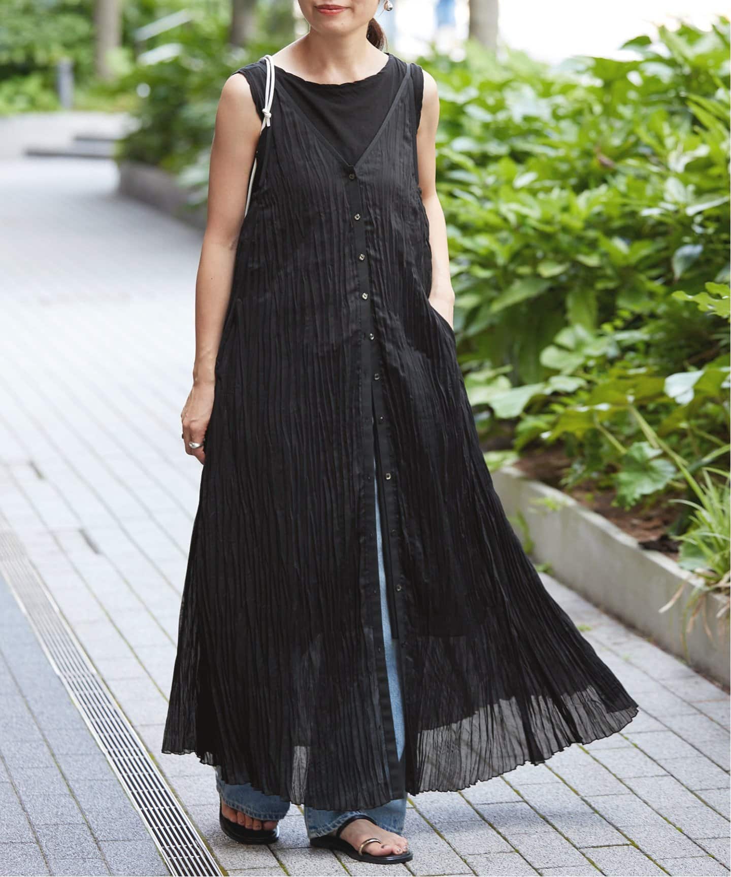 極美品 近年モデル イエナ IENA プリーツワンピース ネイビー
