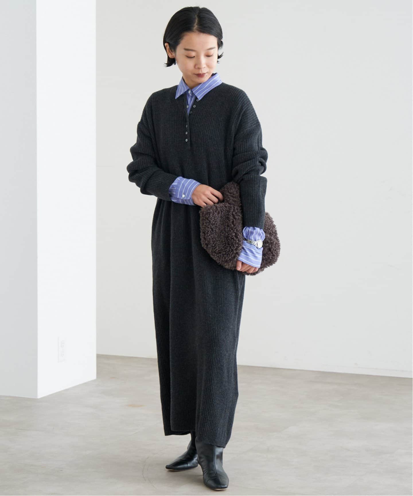 【新品・未使用】IENA イエナ　パフスリープニットワンピ IENA（イエナ）の「パフスリーブニットワンピース（ワンピース