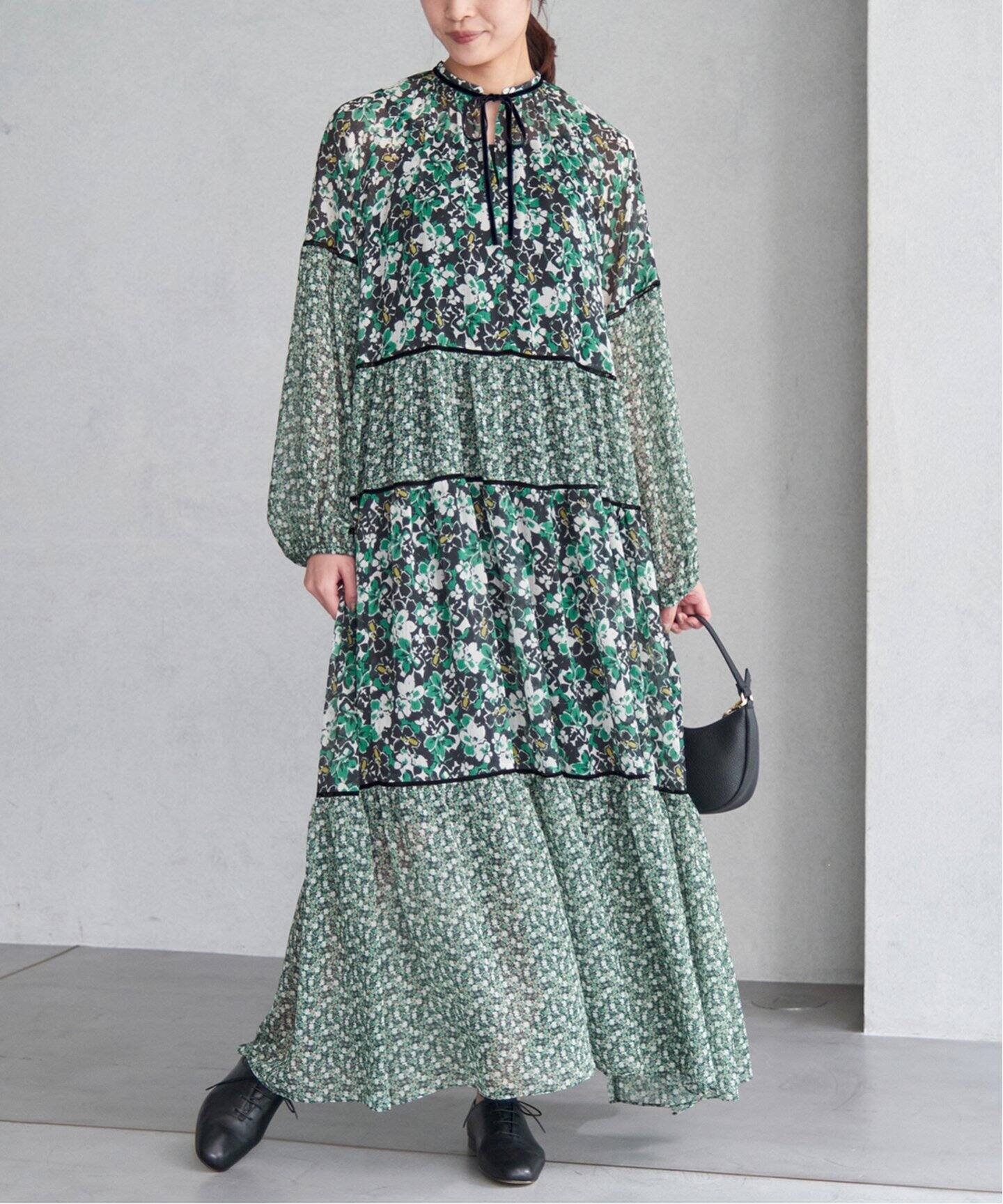 Deveaux Flower Mix ティアードワンピース（ワンピース）｜IENA  