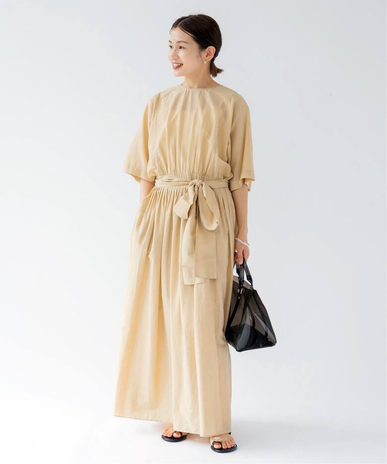 コットンシルク ピンタック フレア ワンピース（ワンピース）｜IENA  