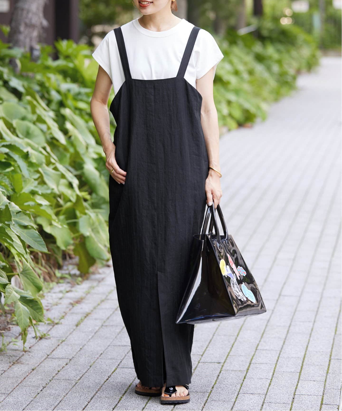 新品タグ付☆IENAリネン混 Iライン ジャンパースカート　イエナ 追加》リネン混 Iライン ジャンパースカート（ワンピース