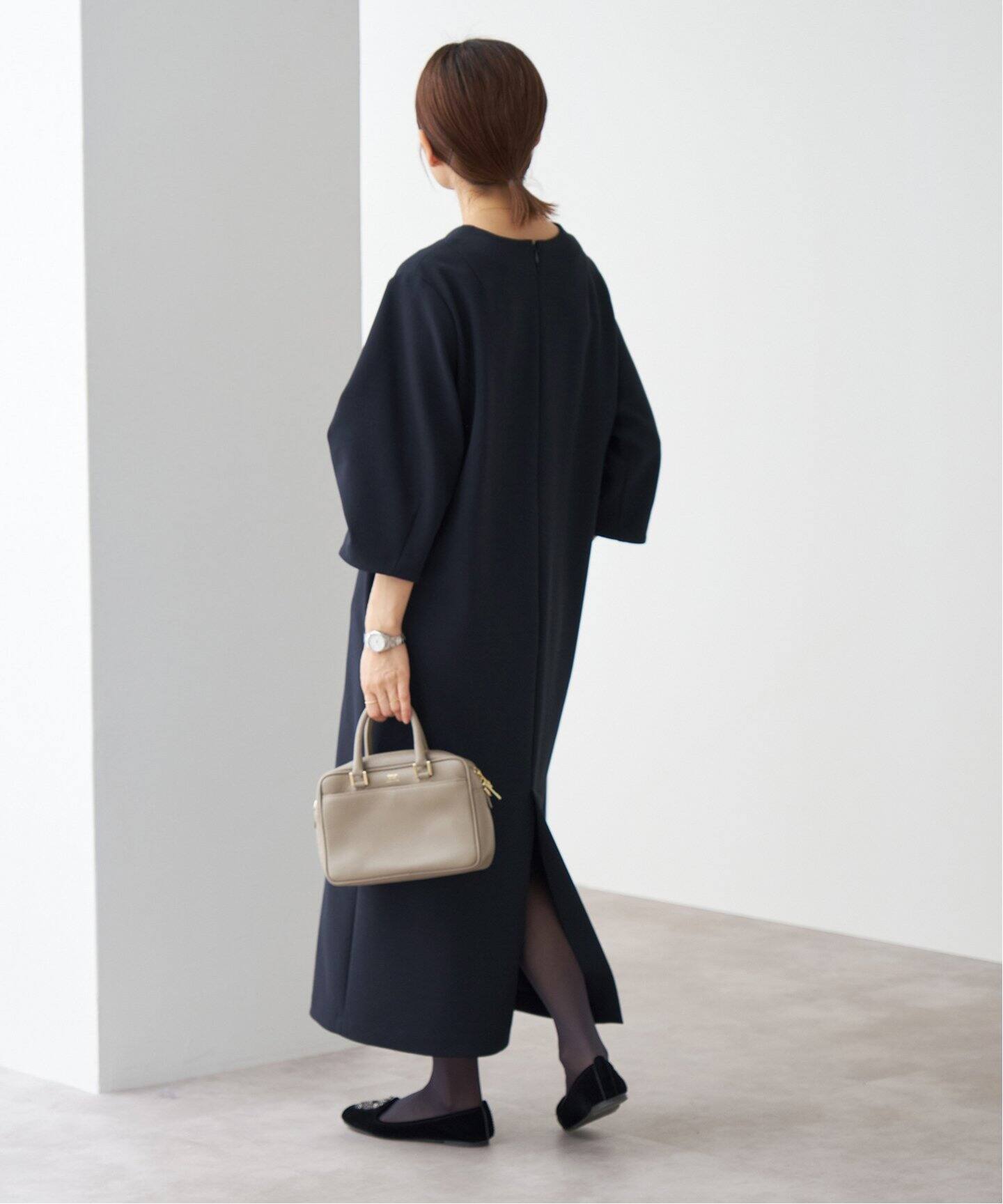 IENA タックスリーブワンピース ネイビー 38紺色 タックスリーブワンピース（ワンピース）｜IENA（イエナ）の通販