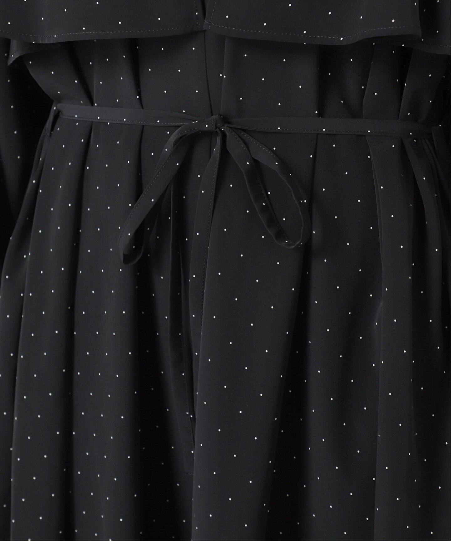 【美品】イエナ 24AW ドットサッシュワンピース オーバーサイズ ブラック 黒 WEB限定/追加2》ドットサッシュワンピース（ワンピース）｜IENA