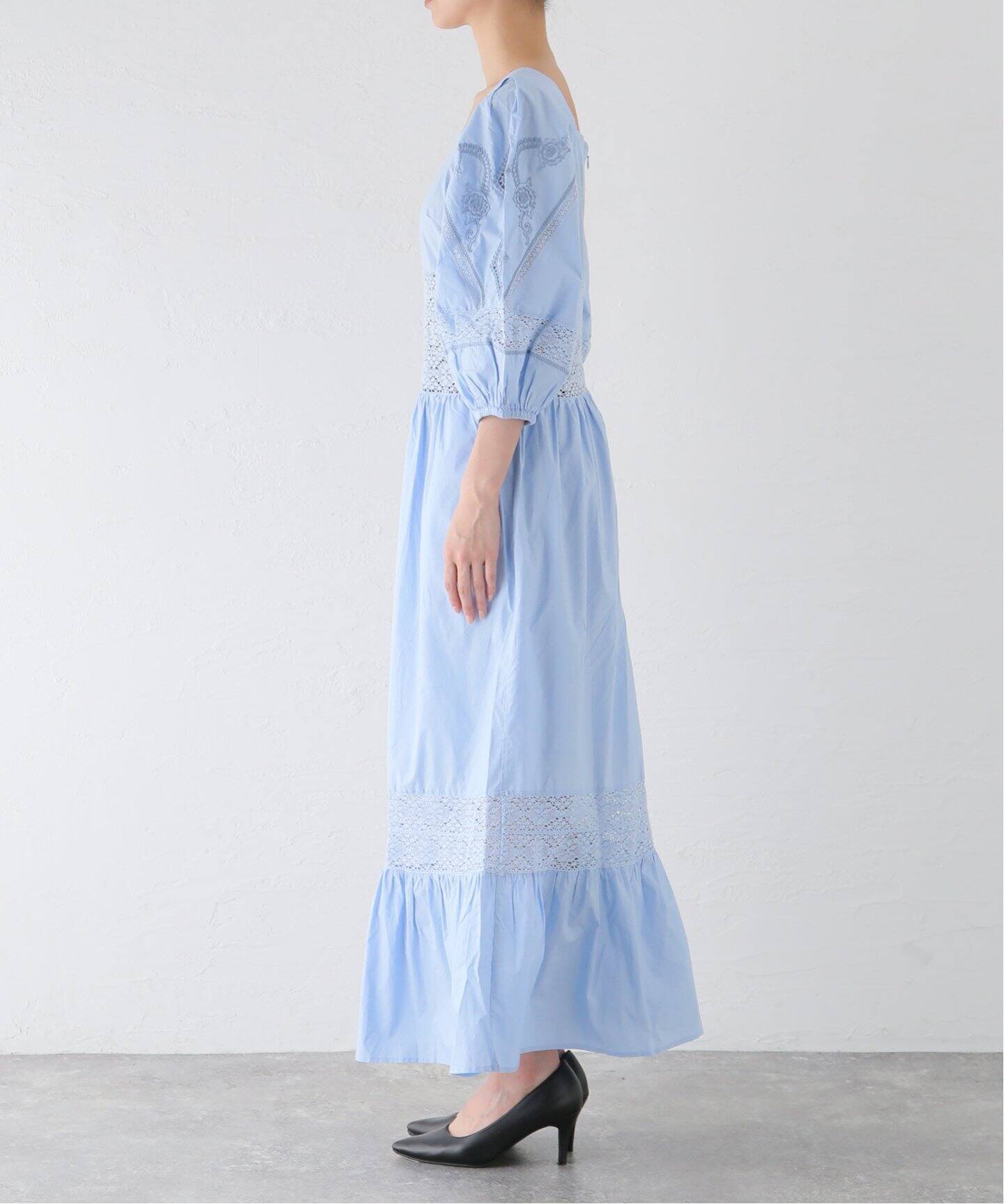 SARA MALLIKA/サラマリカ】POPLIN LACE EMB MIX DRESS ワンピース 