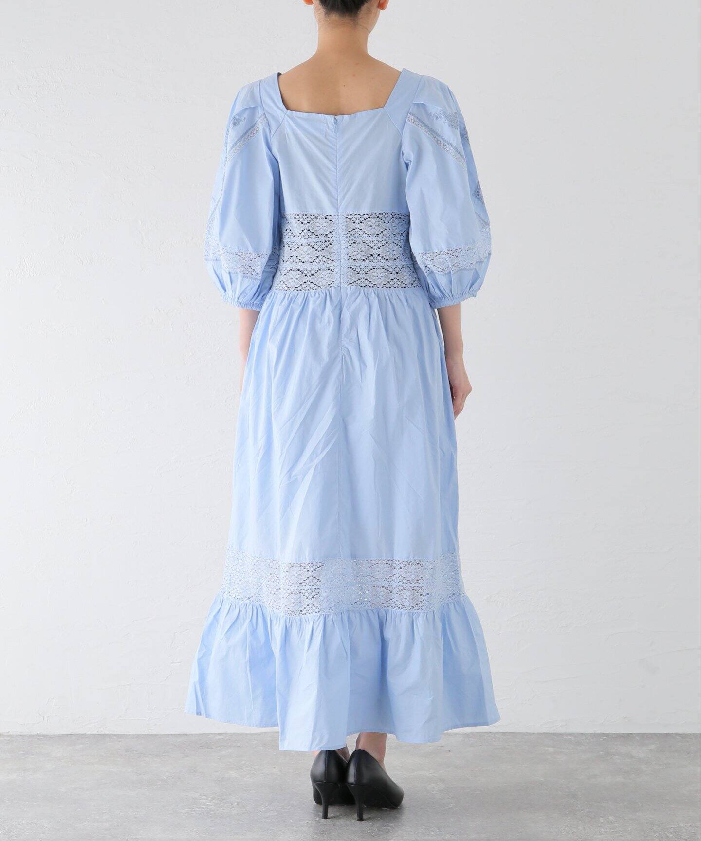SARA MALLIKA/サラマリカ】POPLIN LACE EMB MIX DRESS ワンピース  