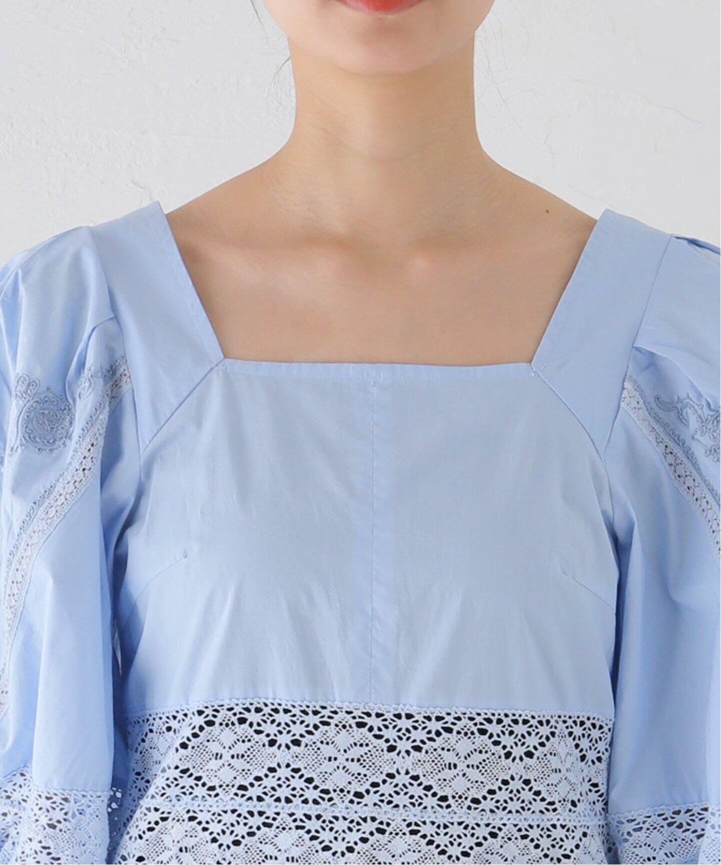 SARA MALLIKA/サラマリカ】POPLIN LACE EMB MIX DRESS ワンピース 