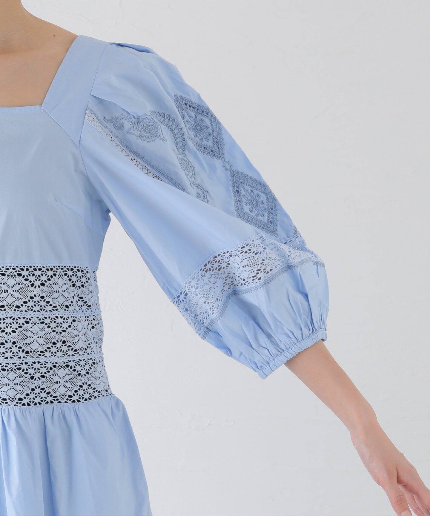 SARA MALLIKA/サラマリカ】POPLIN LACE EMB MIX DRESS ワンピース 