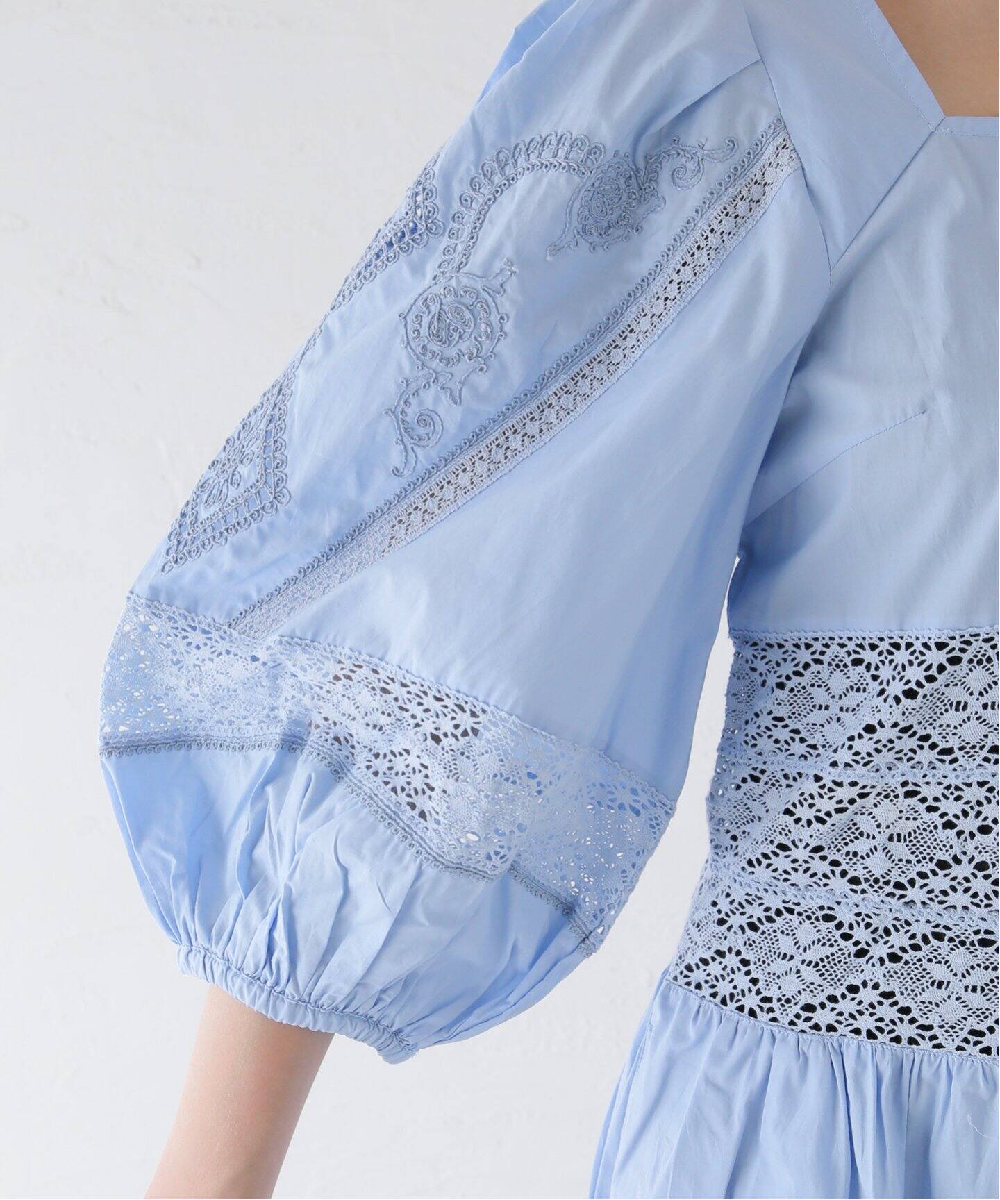 SARA MALLIKA/サラマリカ】POPLIN LACE EMB MIX DRESS ワンピース 