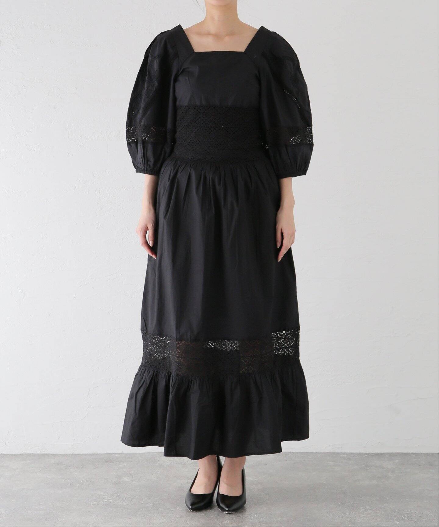 SARA MALLIKA/サラマリカ】POPLIN LACE EMB MIX DRESS ワンピース 
