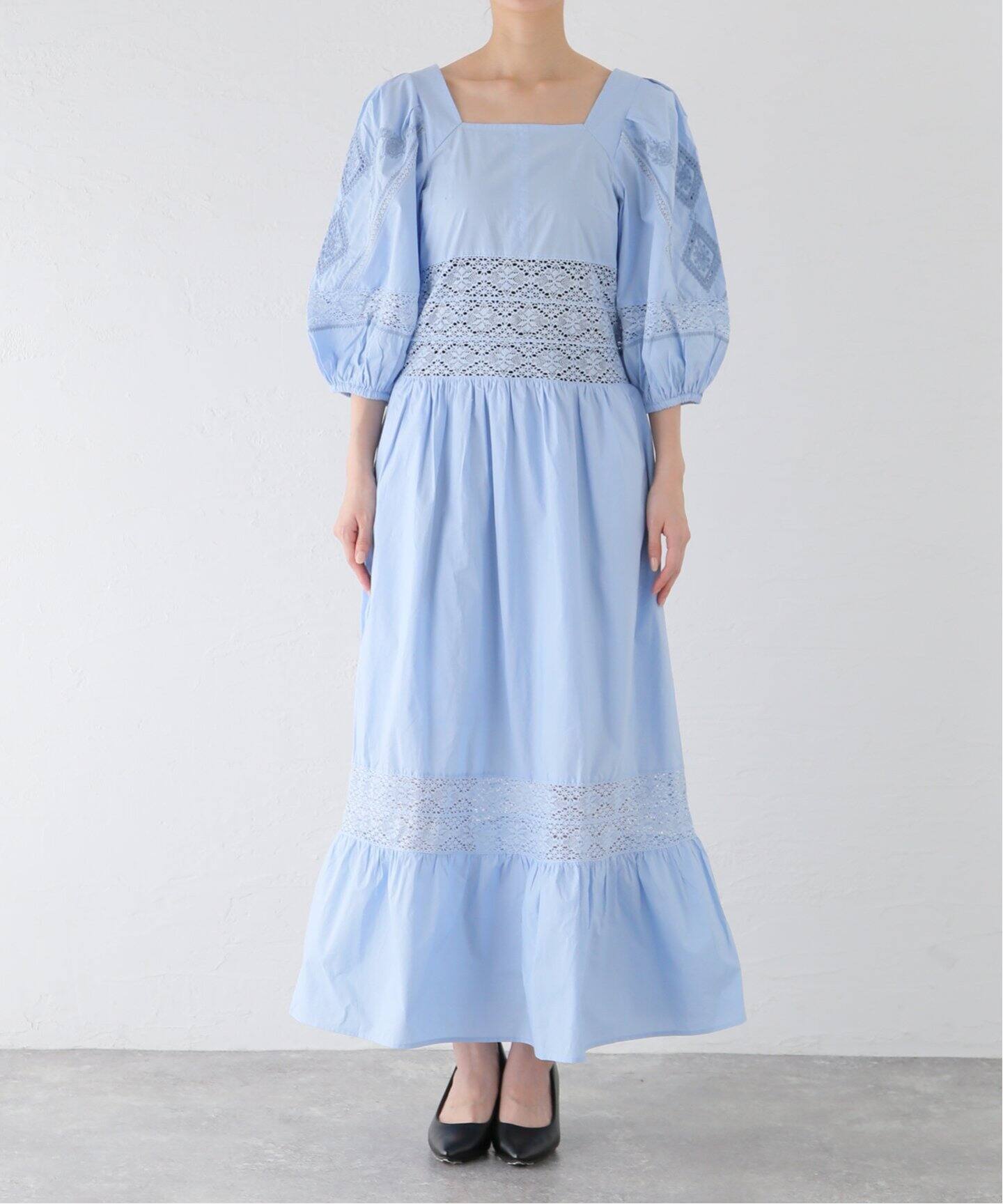 SARA MALLIKA/サラマリカ】POPLIN LACE EMB MIX DRESS ワンピース 