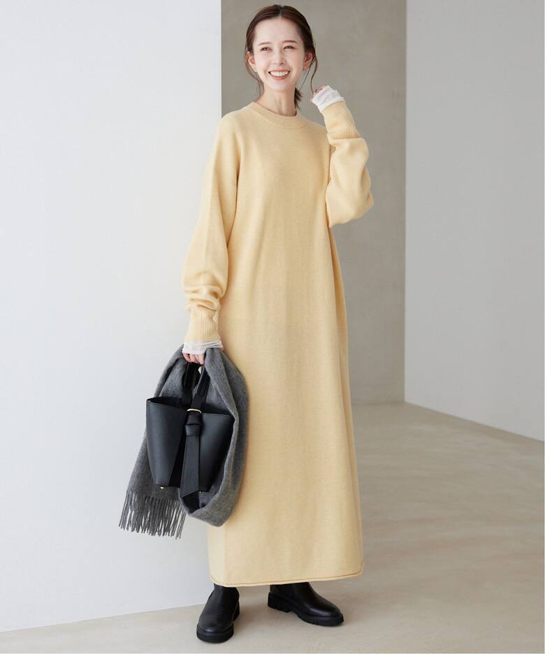 ウォッシャブルスムース ニットワンピース（ニットワンピース）｜SLOBE  