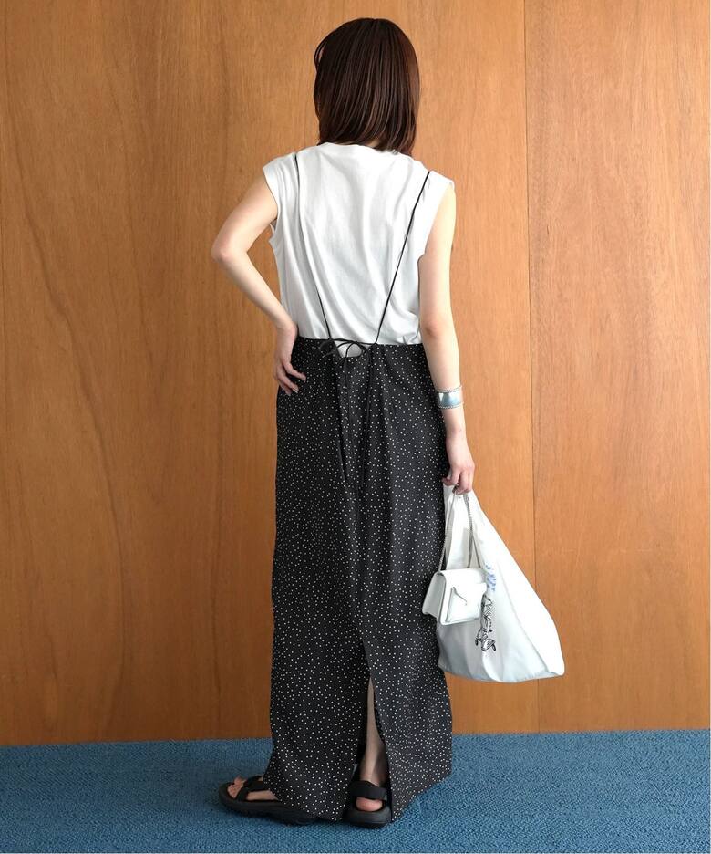 2枚セット》アイラインキャミワンピース×ノースリーブTEEセット 