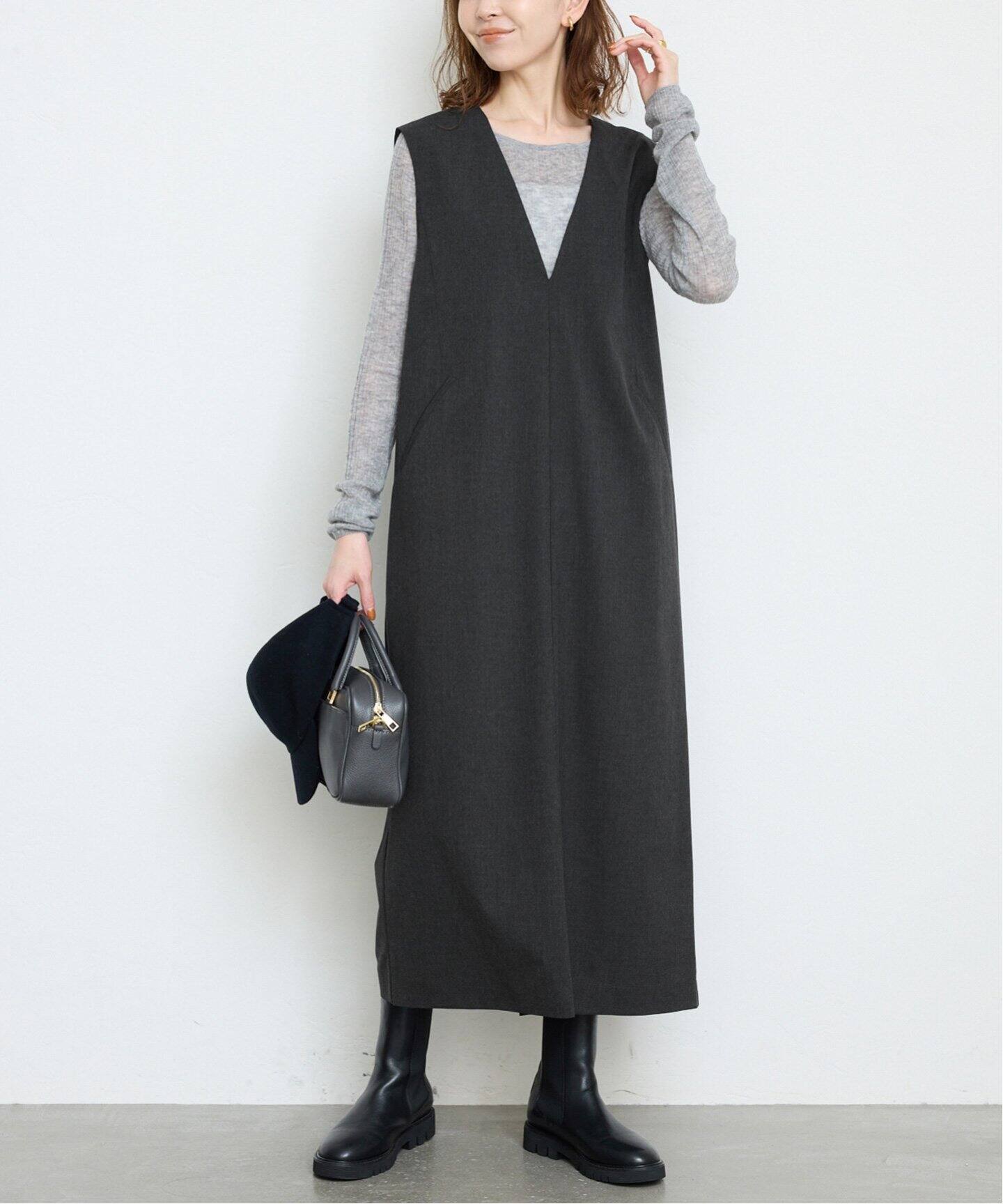 marble SUD EMB 毛糸玉 Vネックジャンパースカート（marble SUD〝EMB  