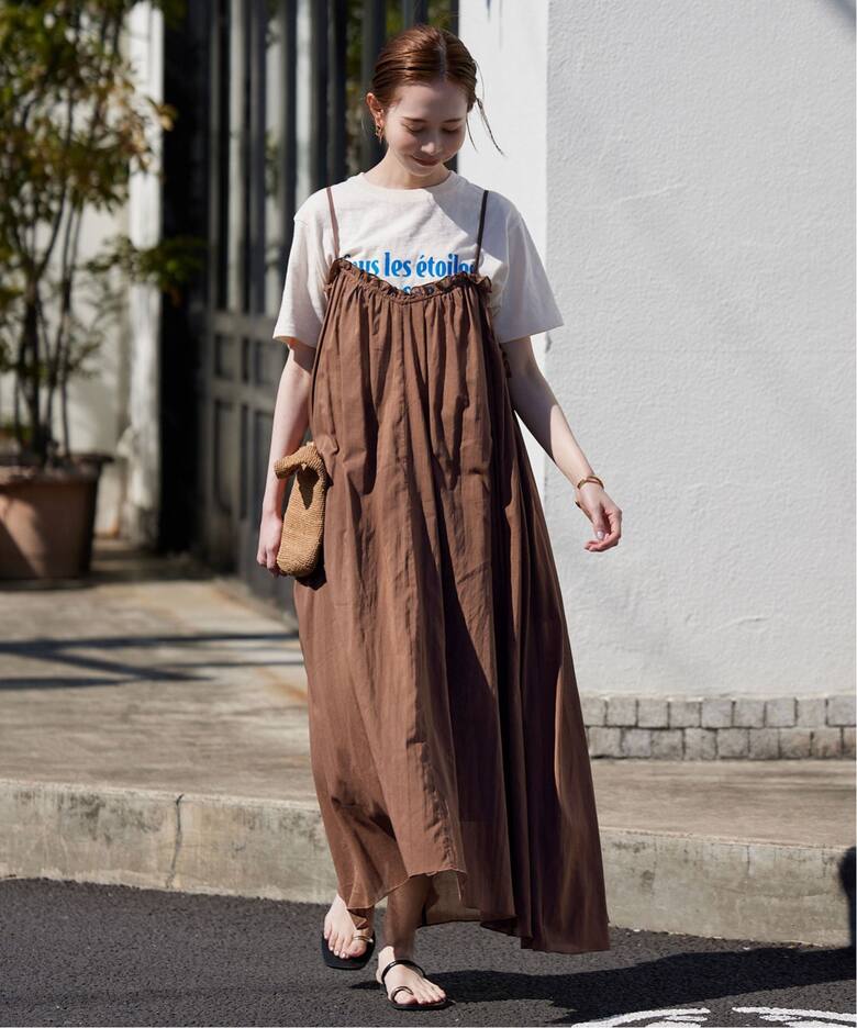 コットンガーゼ ギャザーワンピース 