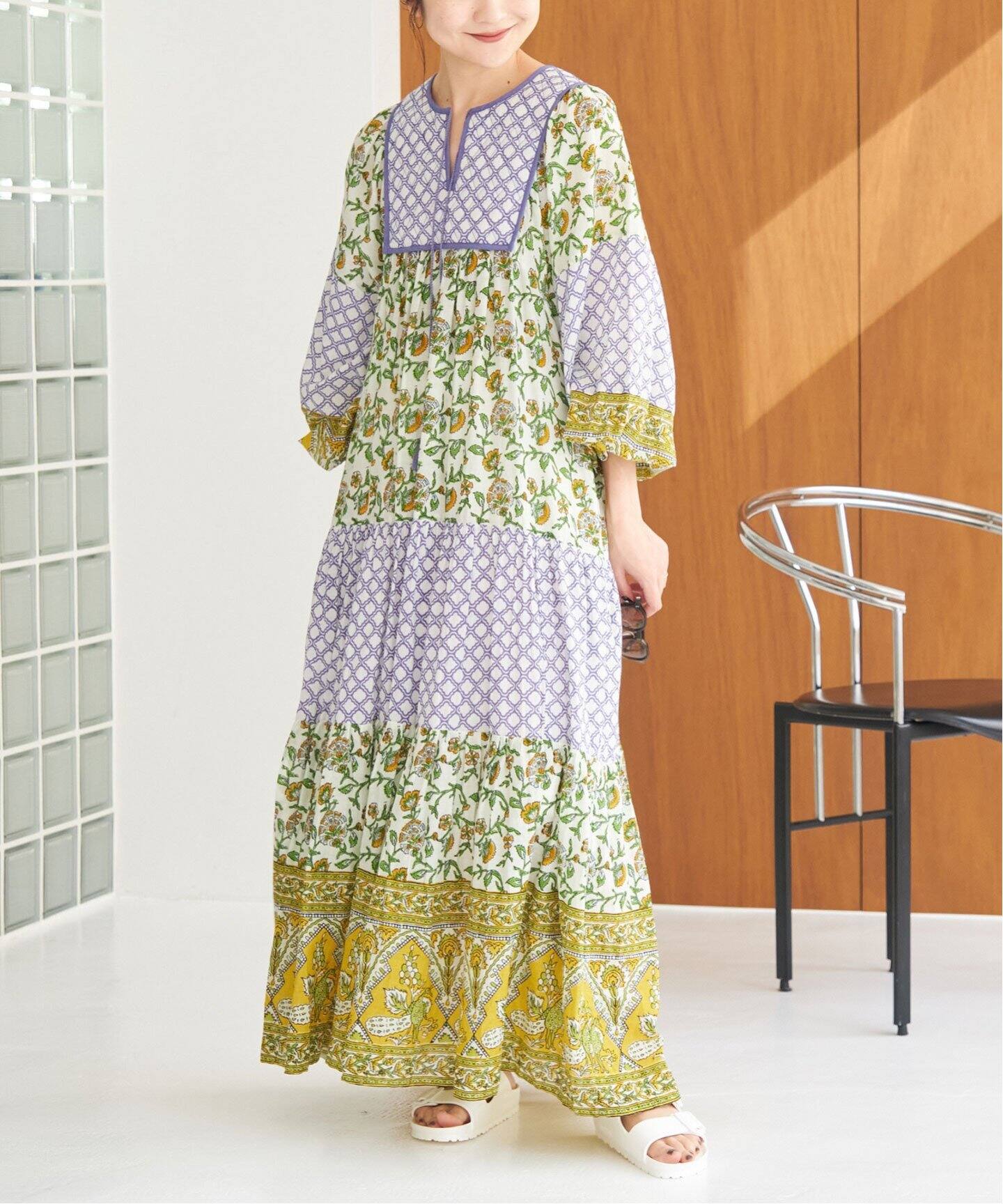 インドパネルプリントドッキングワンピース（ワンピース）｜SLOBE IENA  