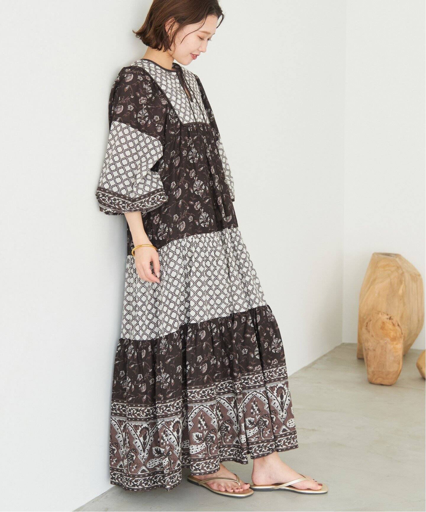 インドパネルプリントドッキングワンピース（ワンピース）｜SLOBE IENA  