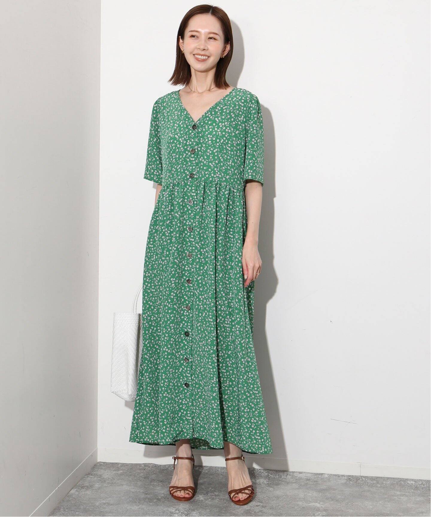 フラワープリントフロントボタンワンピース（ワンピース）｜SLOBE IENA  