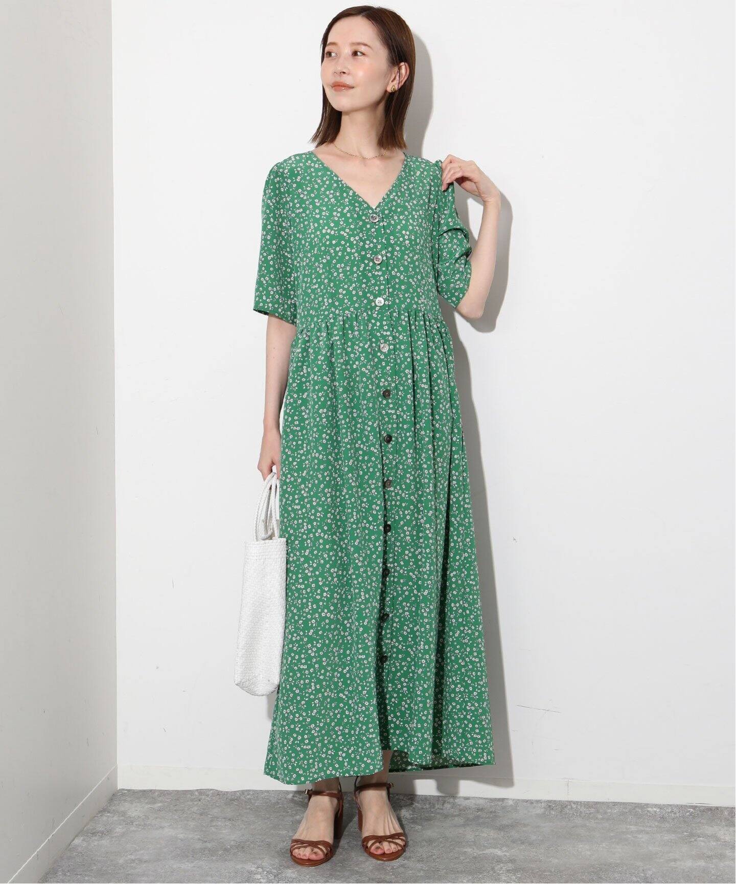 フラワープリントフロントボタンワンピース（ワンピース）｜SLOBE IENA  