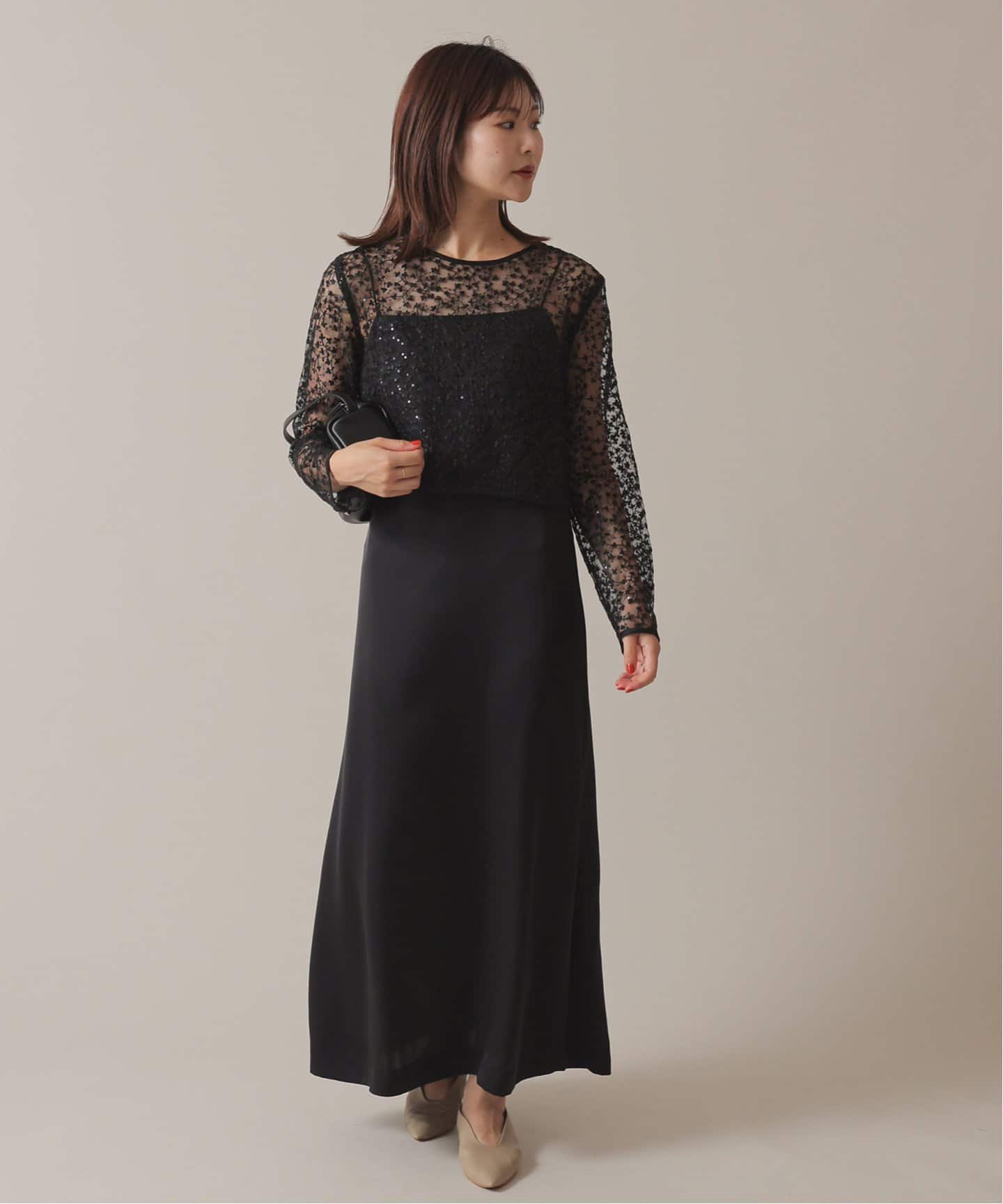 habi Spangle ブラウス×Cami Dress（ワンピース）｜SLOBE IENA