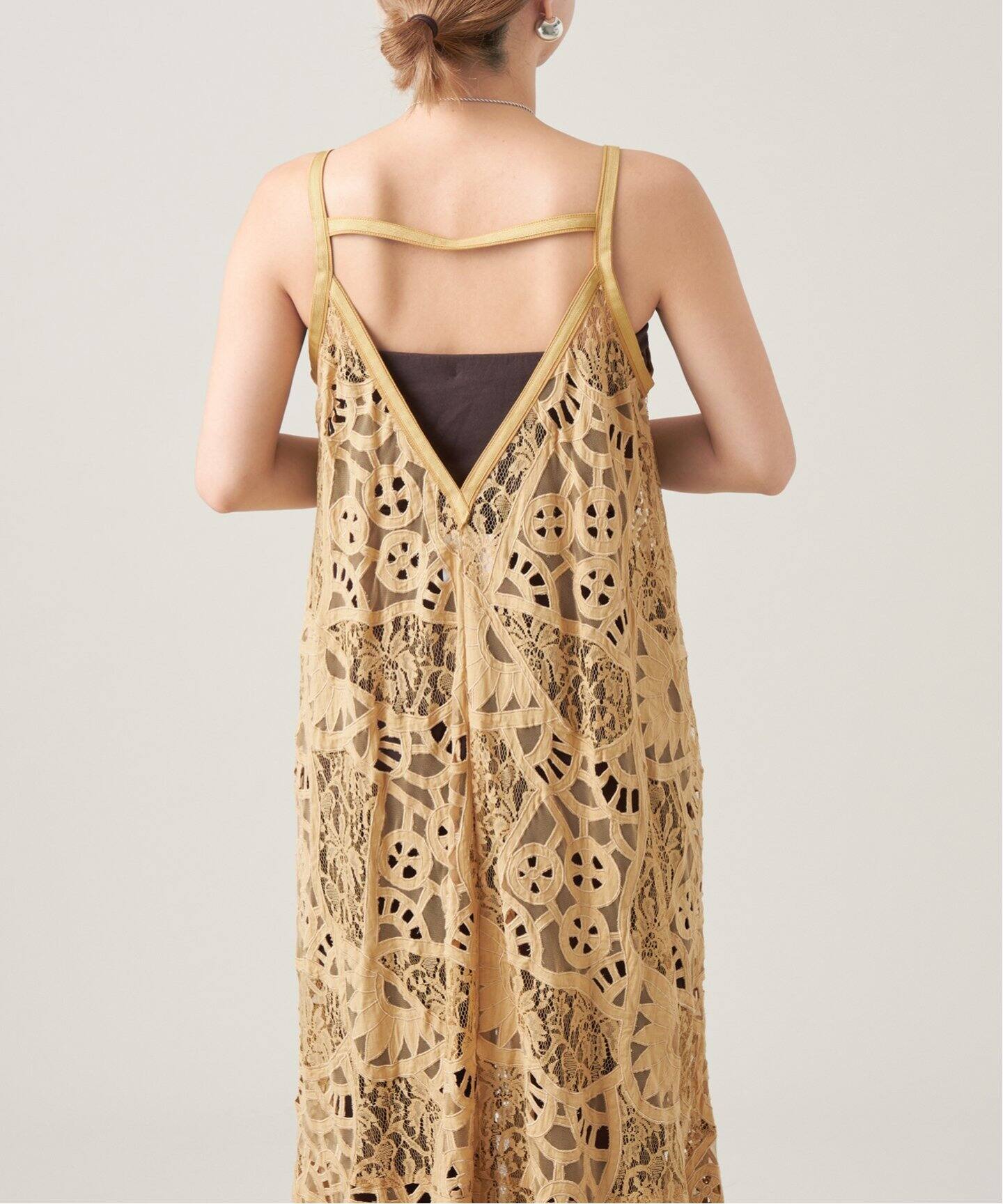 IENA LA BOUCLE カットワークレースキャミワンピース（ワンピース  