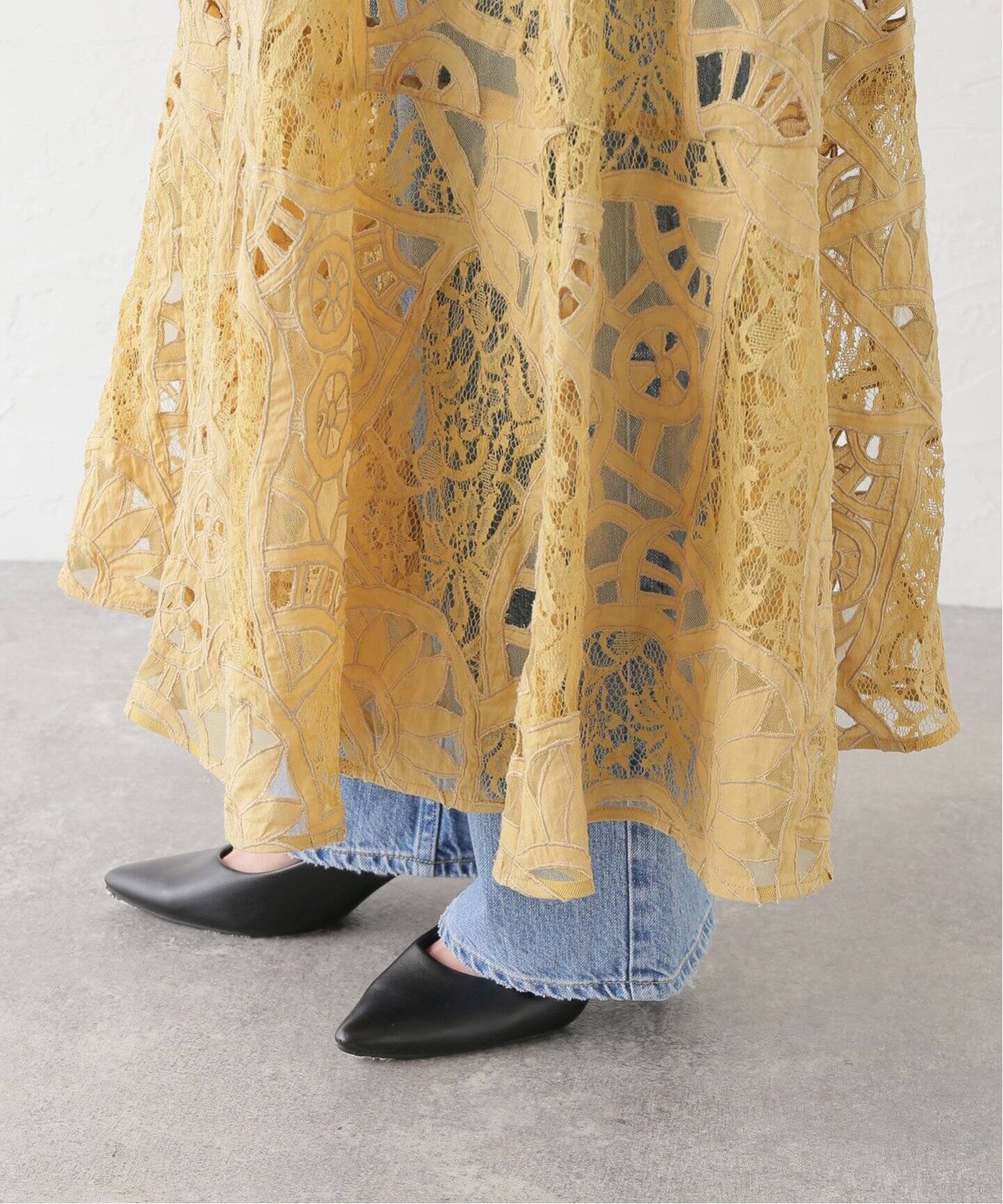 IENA LA BOUCLE カットワークレースキャミワンピース（ワンピース  