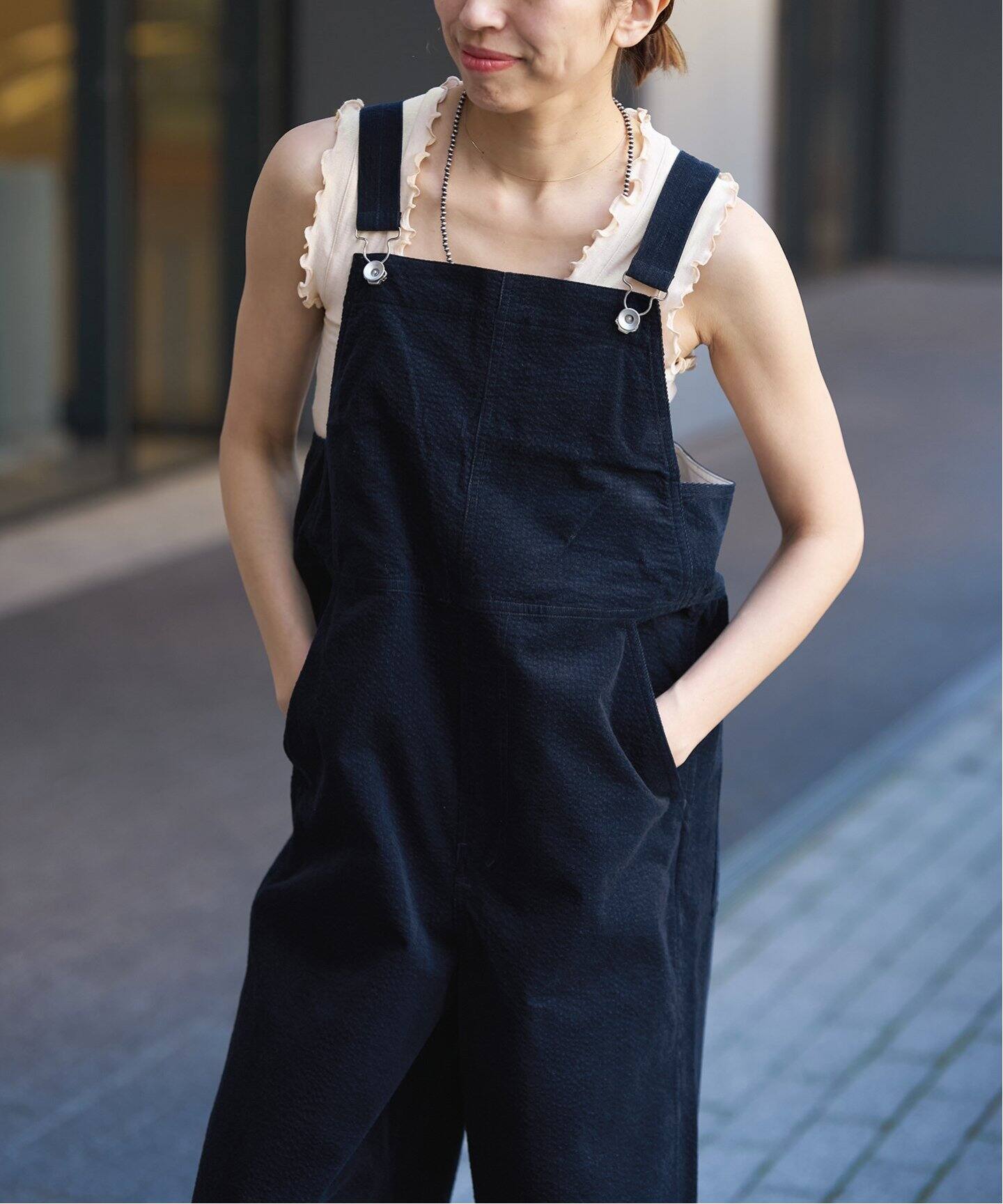 追加》IENA LA BOUCLE 21Wコールオーバーオール（ネイビー  