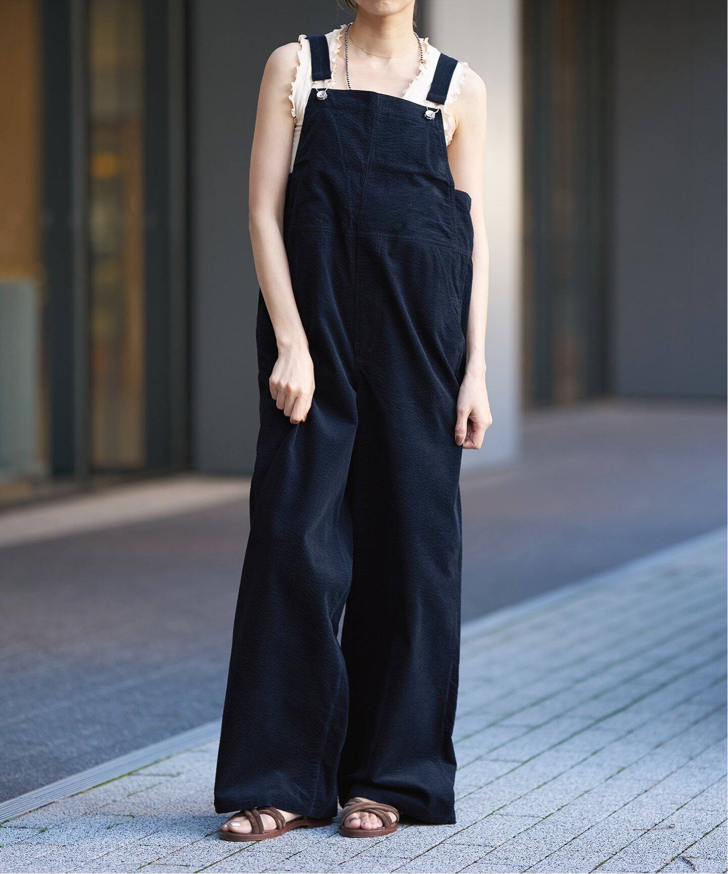 追加》IENA LA BOUCLE 21Wコールオーバーオール（ネイビー 