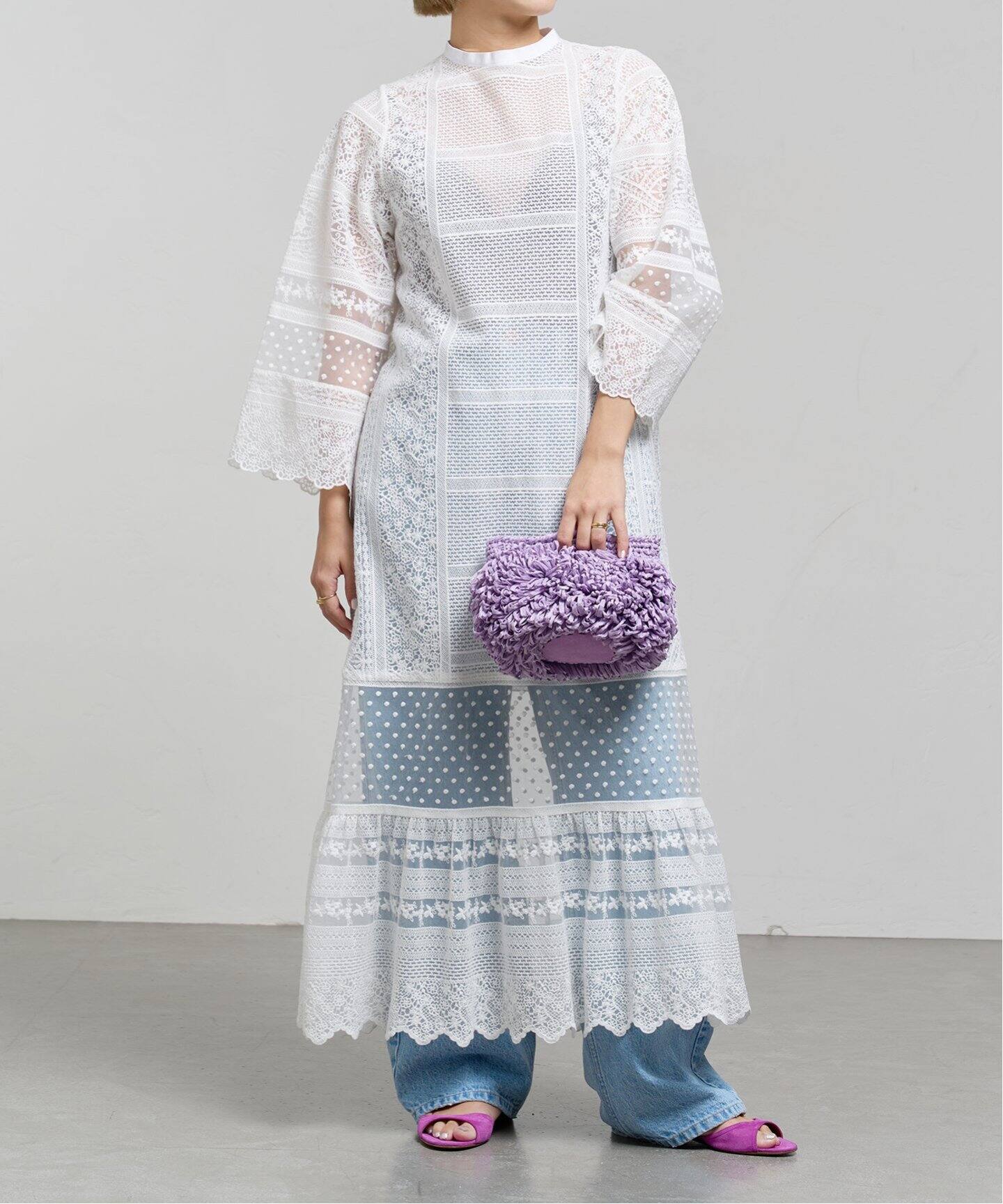 IENA LA BOUCLE チュールエンブロイダリー ワンピース