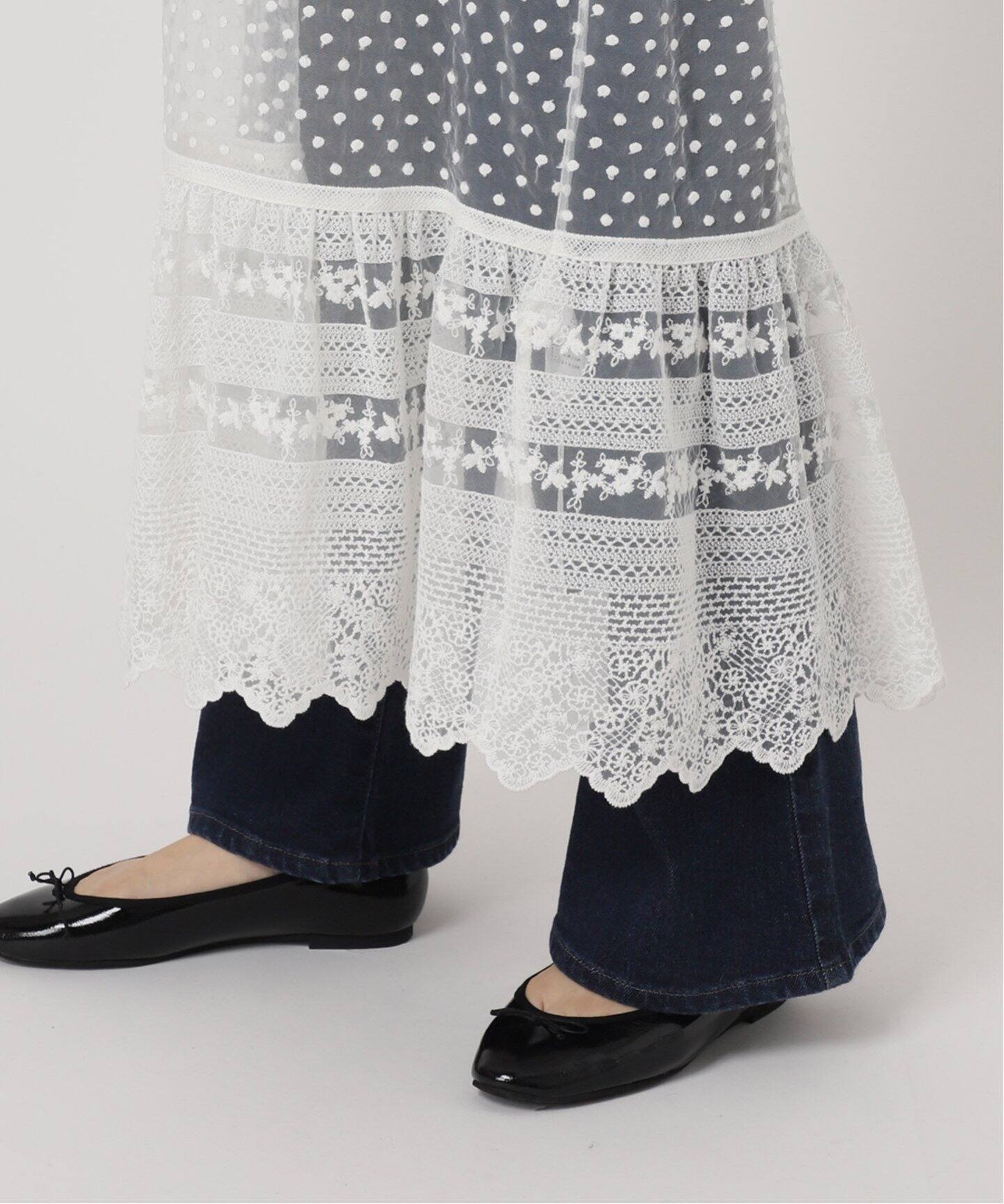 IENA LA BOUCLE チュールエンブロイダリー ワンピース（ワンピース 