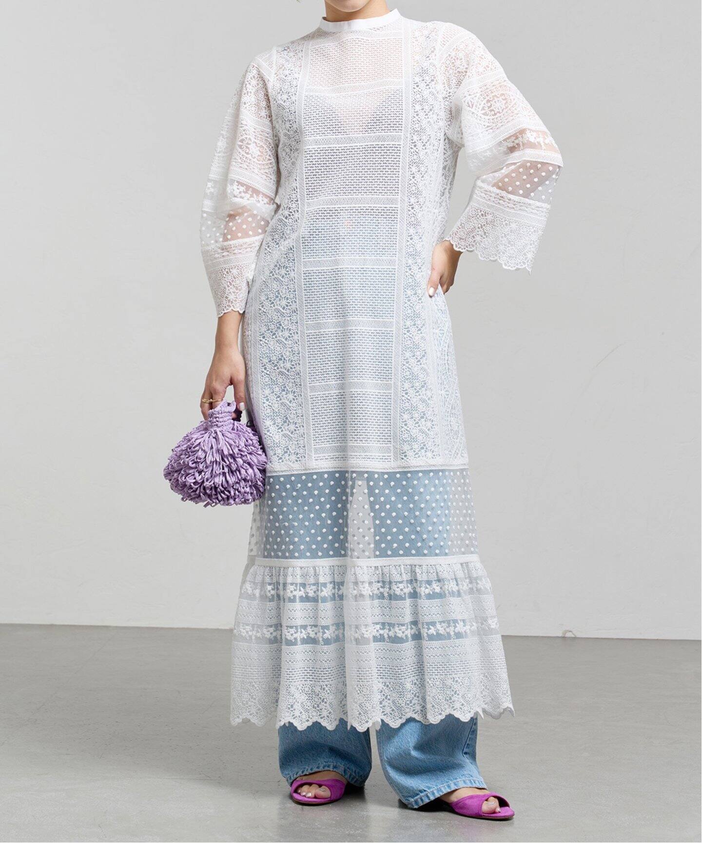 IENA LA BOUCLE チュールエンブロイダリー ワンピース（ワンピース 