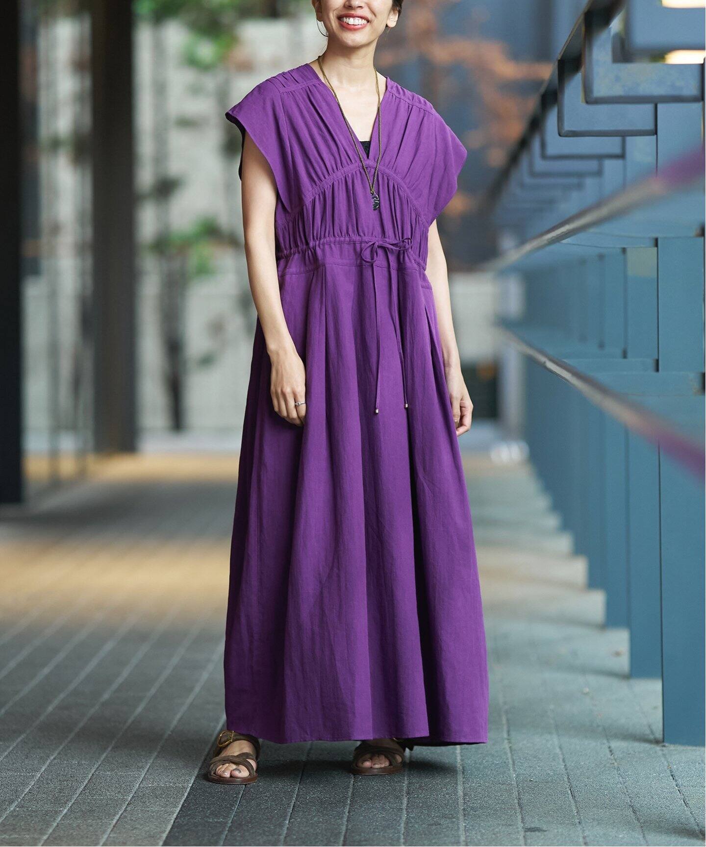 IENA LA BOUCLE コットンラミーワンピース（ワンピース）｜IENA  