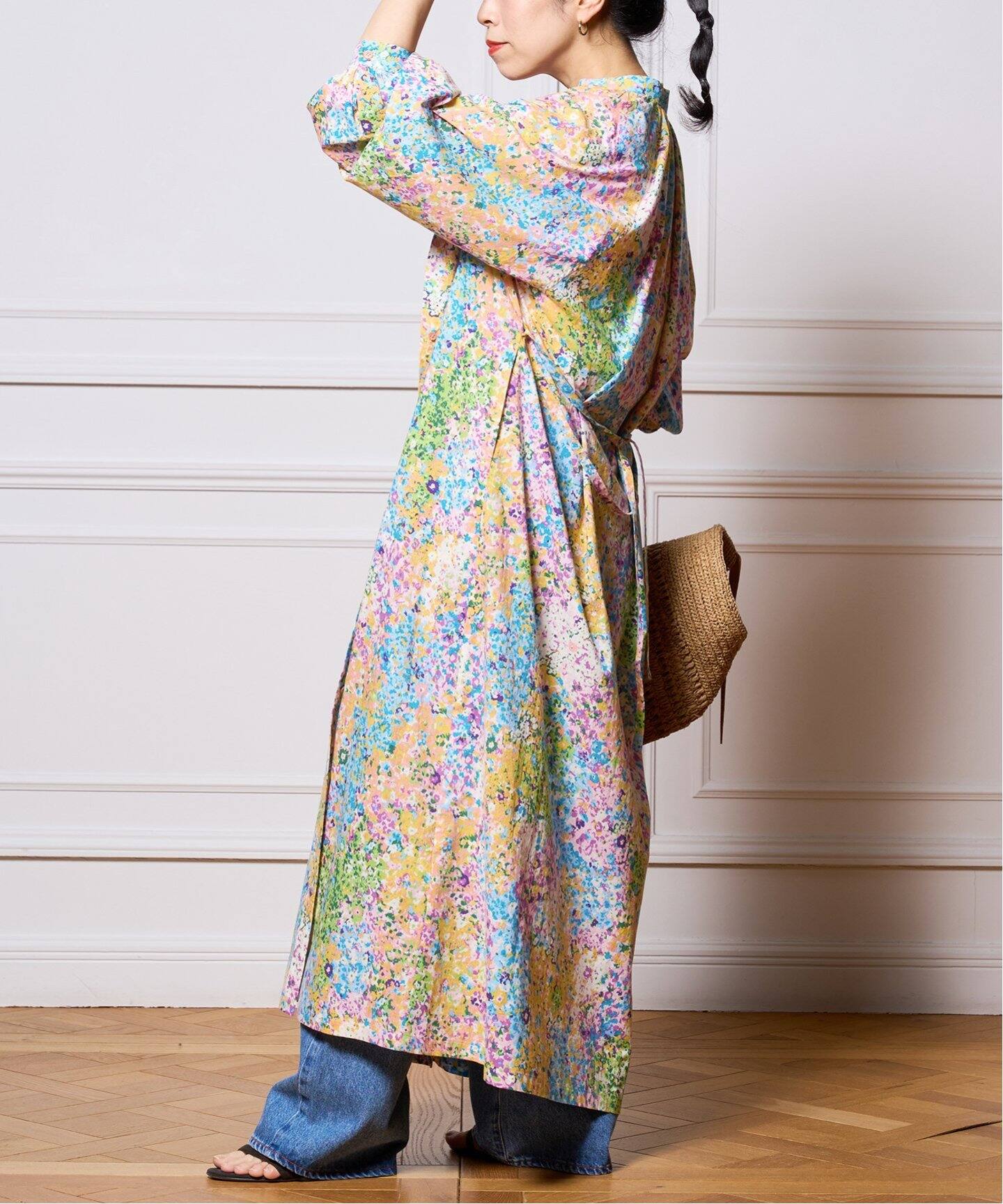 IENA LA BOUCLE フラワープリントシャツワンピース（ワンピース  