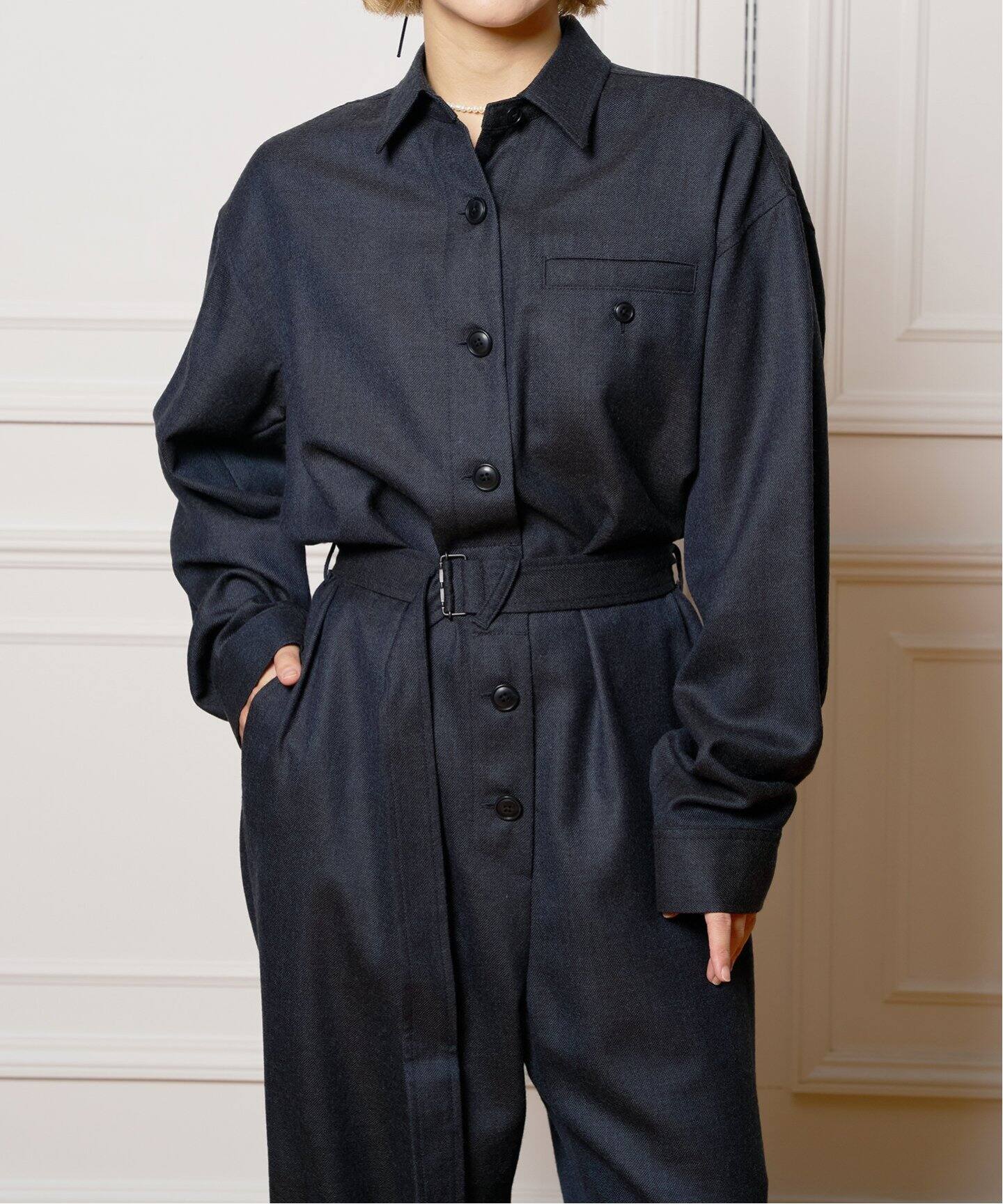 IENA LA BOUCLE サキソニーウールジャンプスーツ（つなぎ  