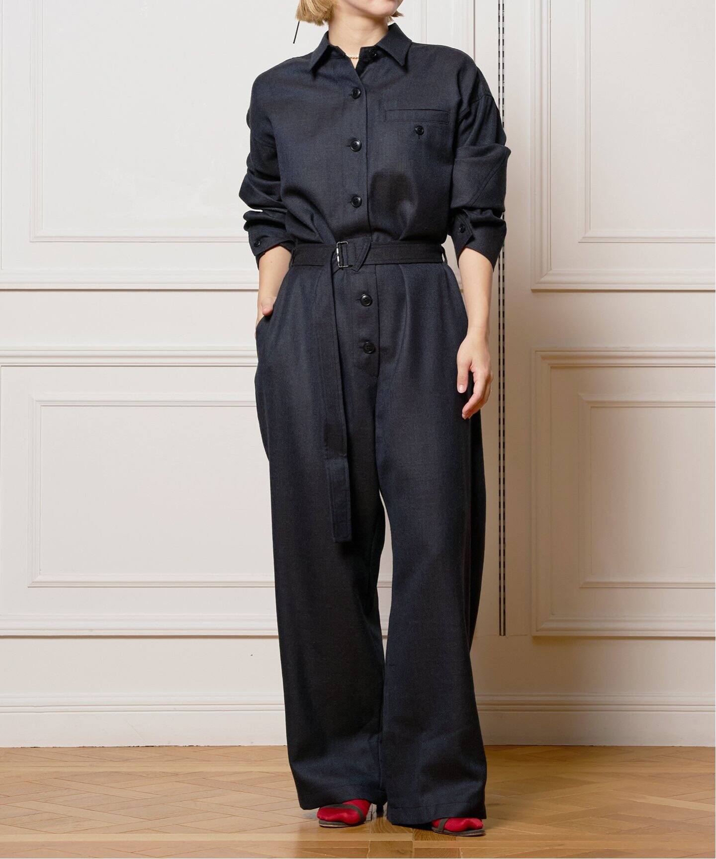 IENA LA BOUCLE サキソニーウールジャンプスーツ（つなぎ  