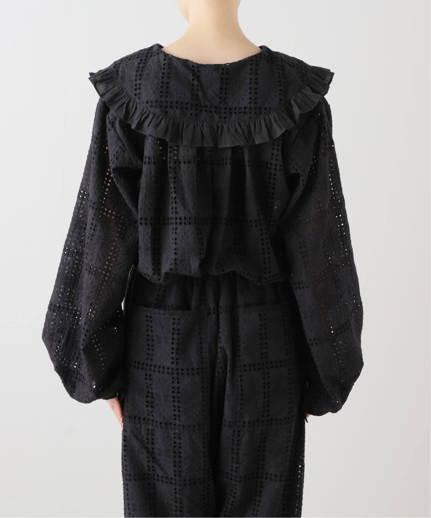 バイオレットルーム デニム オールインワン ネイビー パール ボリュームスリーブ バイオレットルーム デニム オールインワン ネイビー パール