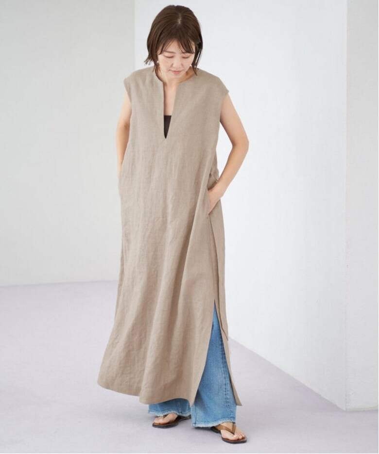 WEB限定追加》Linen フレア ワンピース（ワンピース）｜Plage 