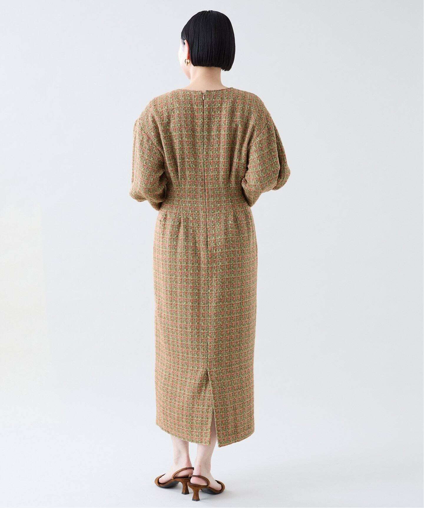 ミックスツイードウエストシェイプワンピース（ワンピース）｜VERMEIL