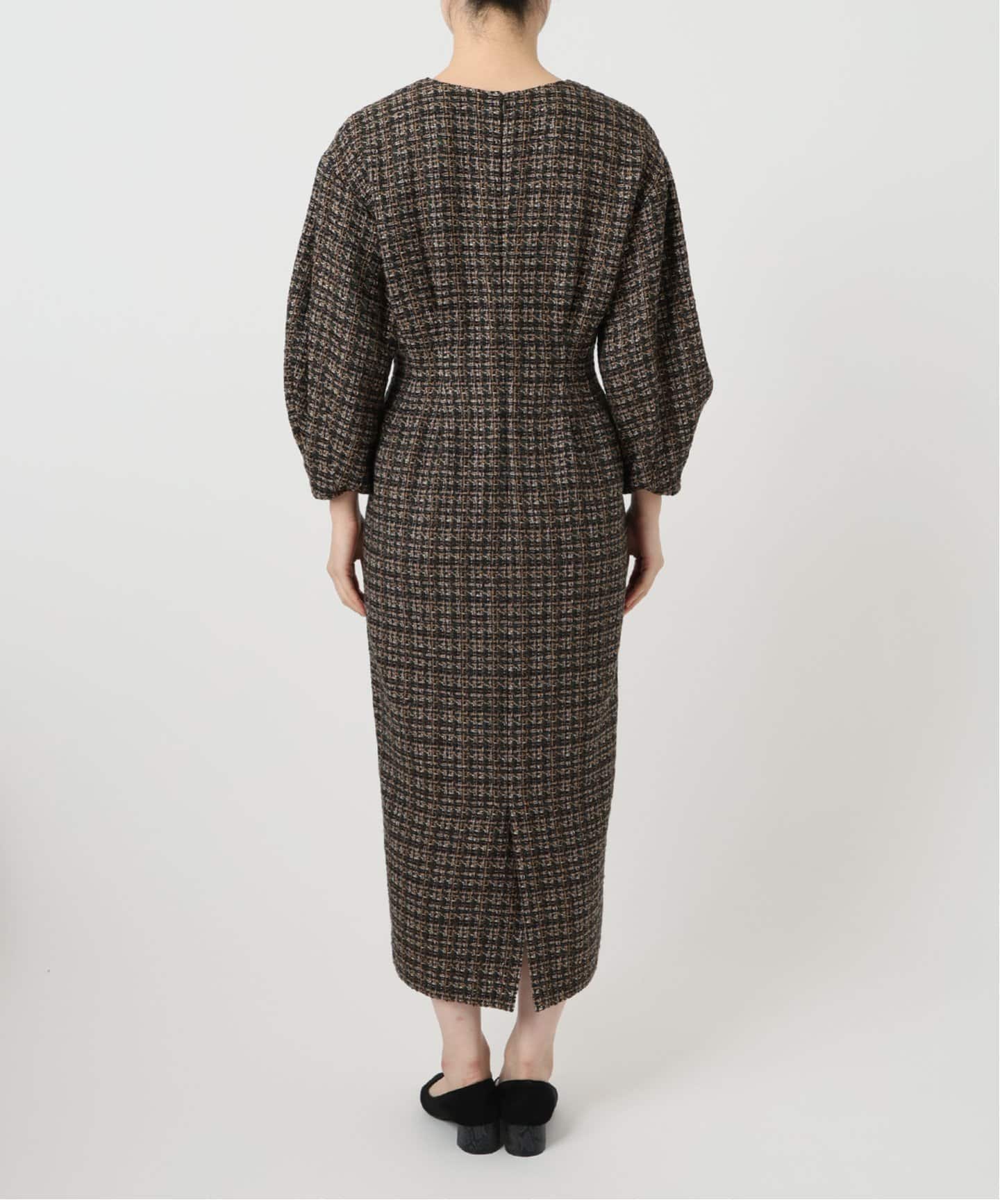 ミックスツイードウエストシェイプワンピース（ワンピース）｜VERMEIL