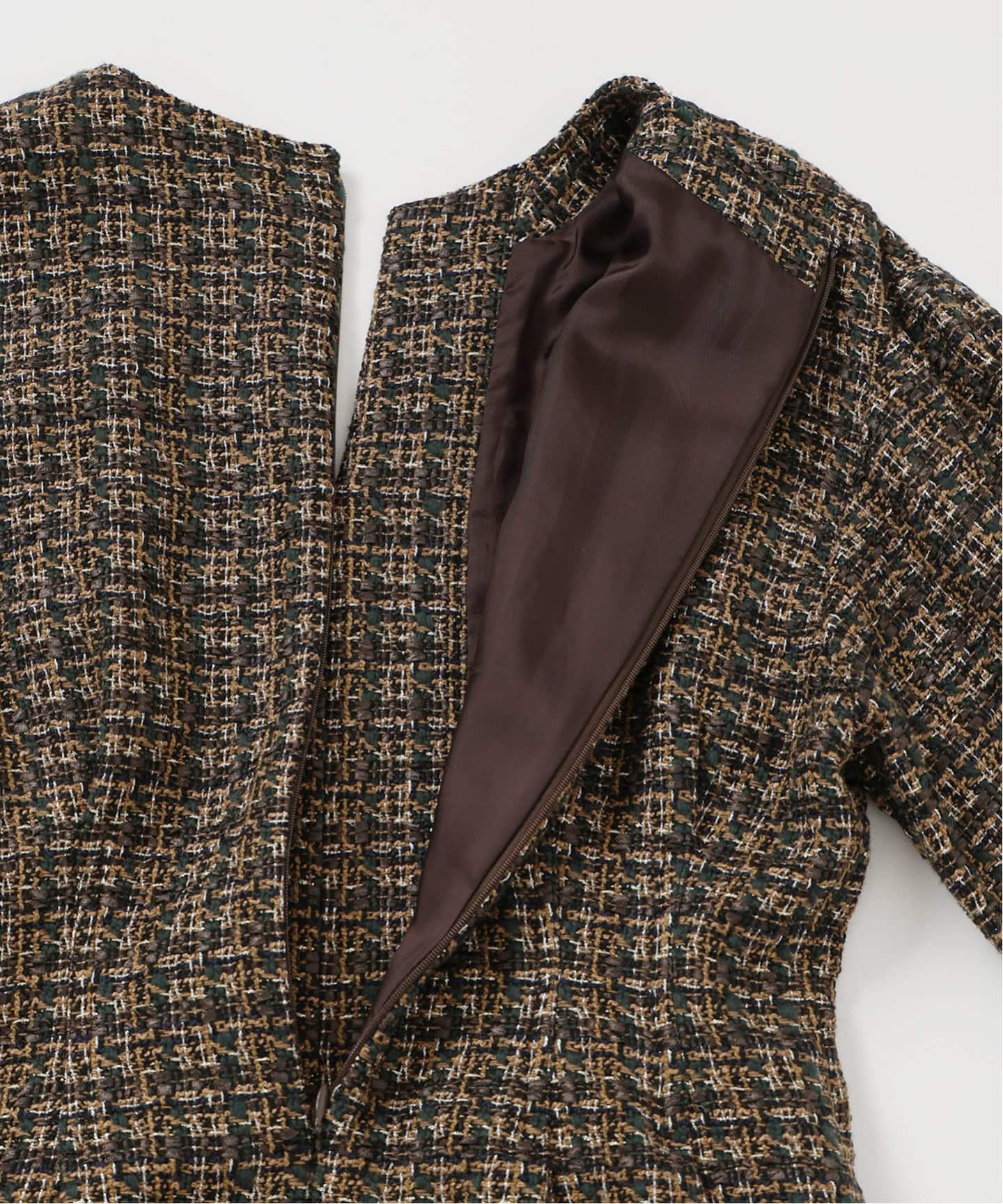 ミックスツイードウエストシェイプワンピース（ワンピース）｜VERMEIL