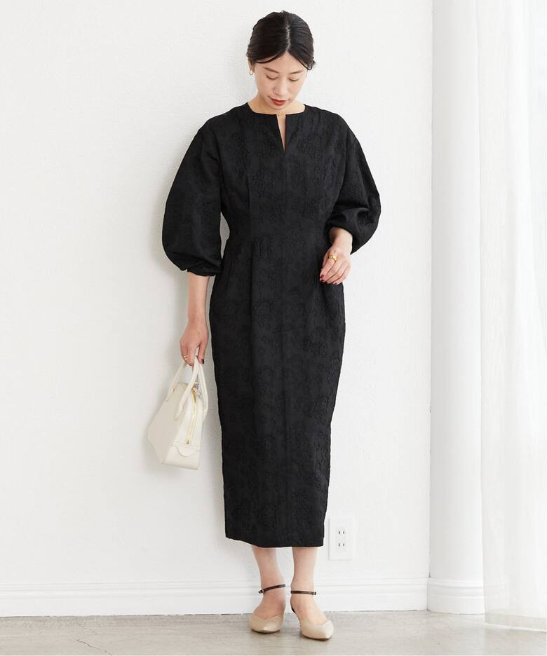 追加》ジャガードウエストシェイプワンピース（ワンピース）｜VERMEIL  
